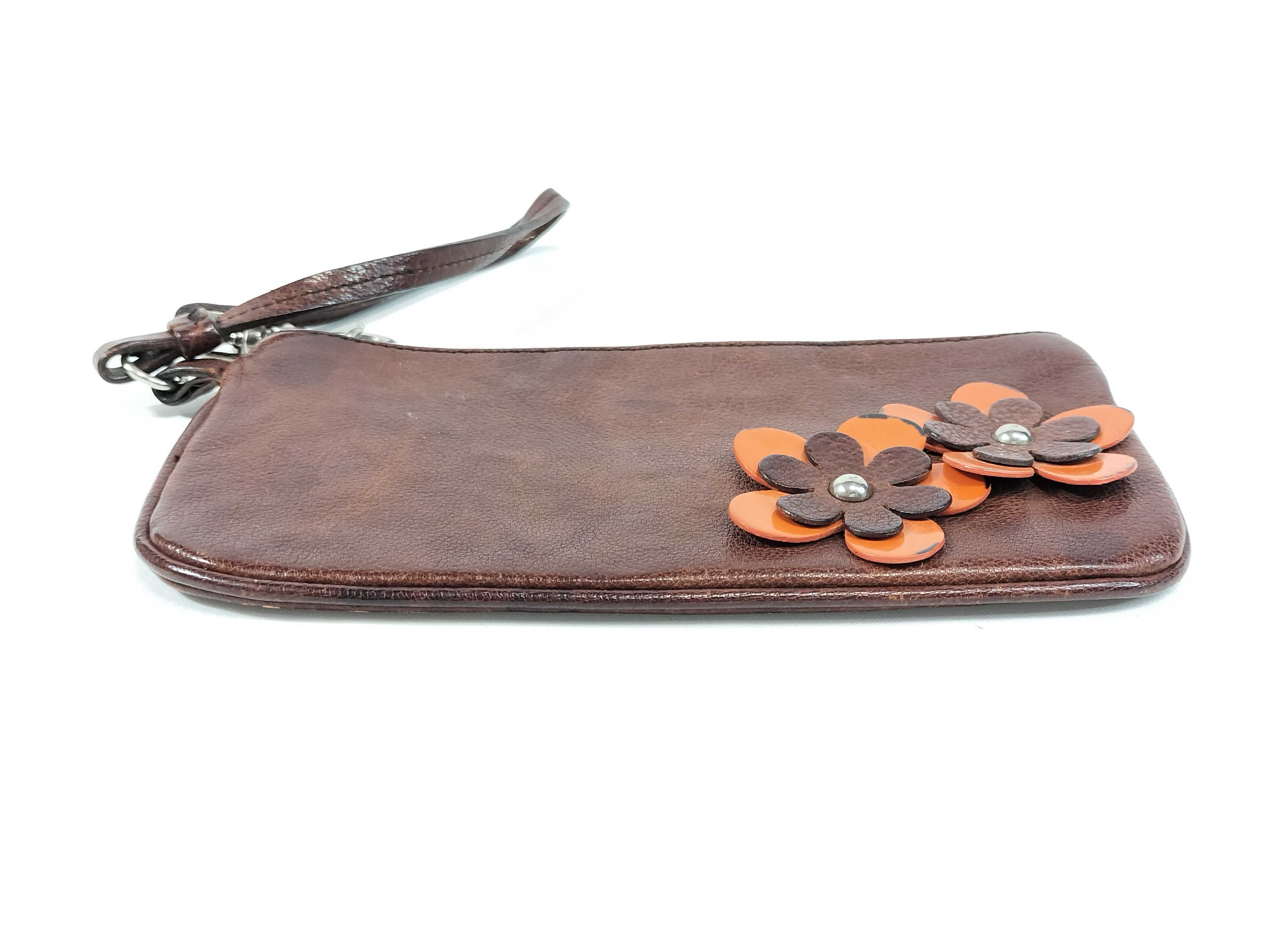 Leather Pouch, Brown Flower Pouch — view 3