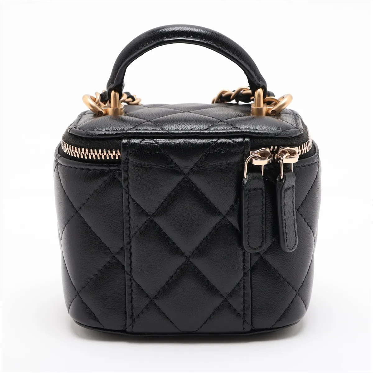 Mini Matelassé Lambskin Vanity Bag, Black with Gold Hardware, 31413803, Serial Number 31 — view 2