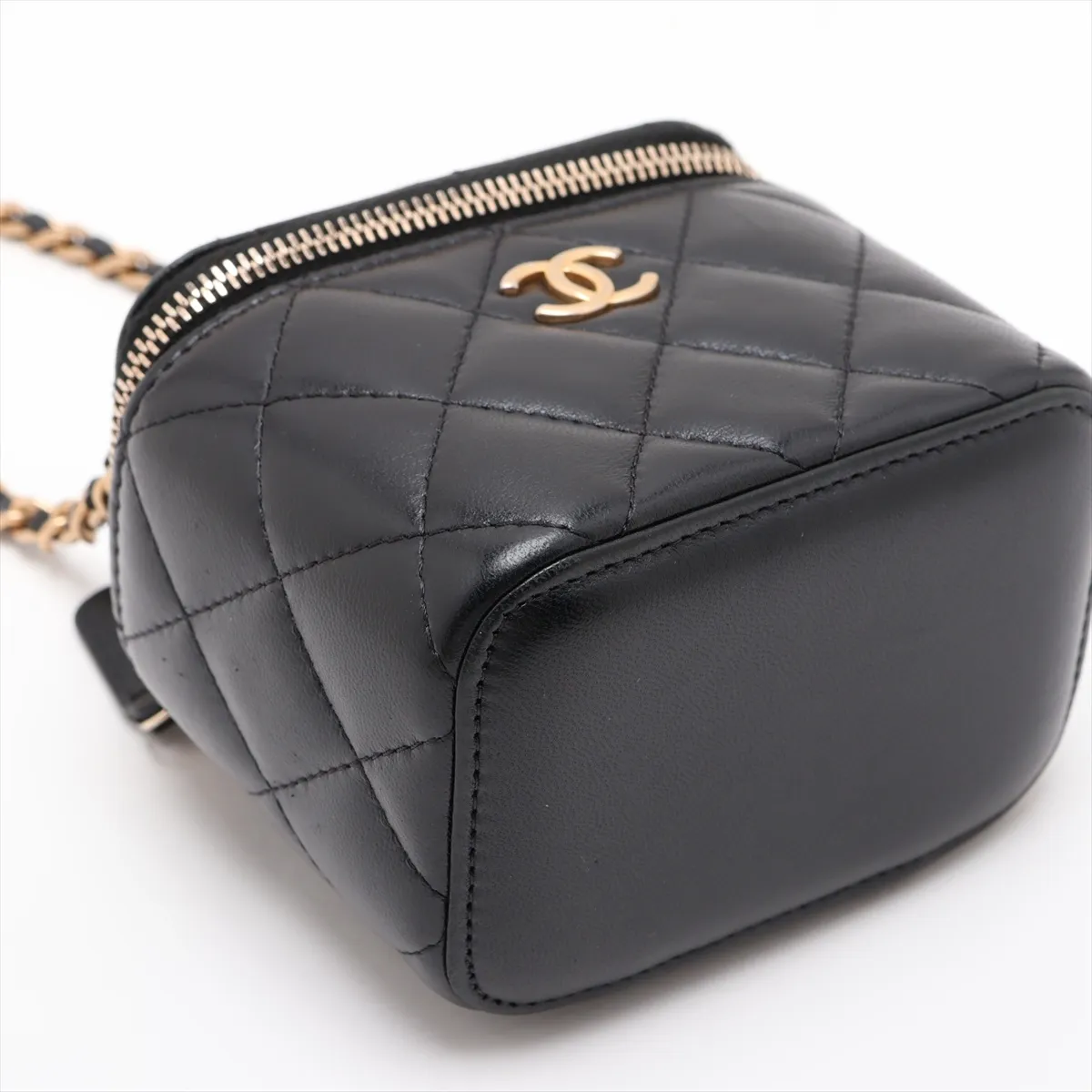 Mini Matelassé Lambskin Vanity Bag, Black with Gold Hardware, 31413803, Serial Number 31 — view 4
