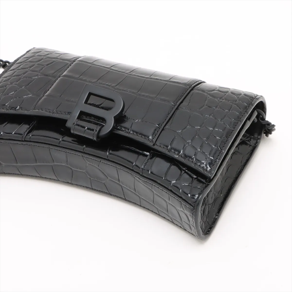 Hour Glass Croco Embossed Chain Wallet Black 656050 — view 3