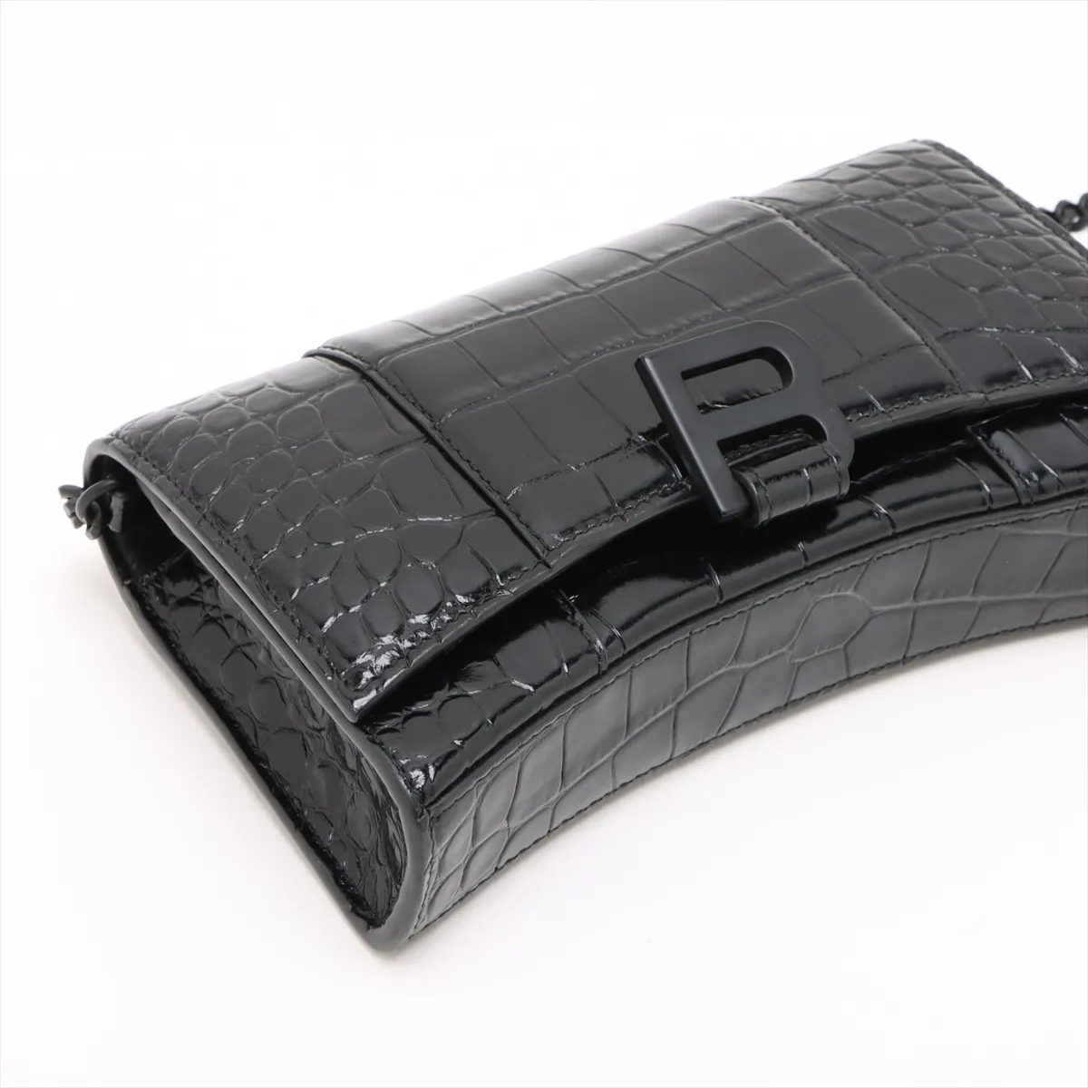 Hour Glass Croco Embossed Chain Wallet Black 656050 — view 4