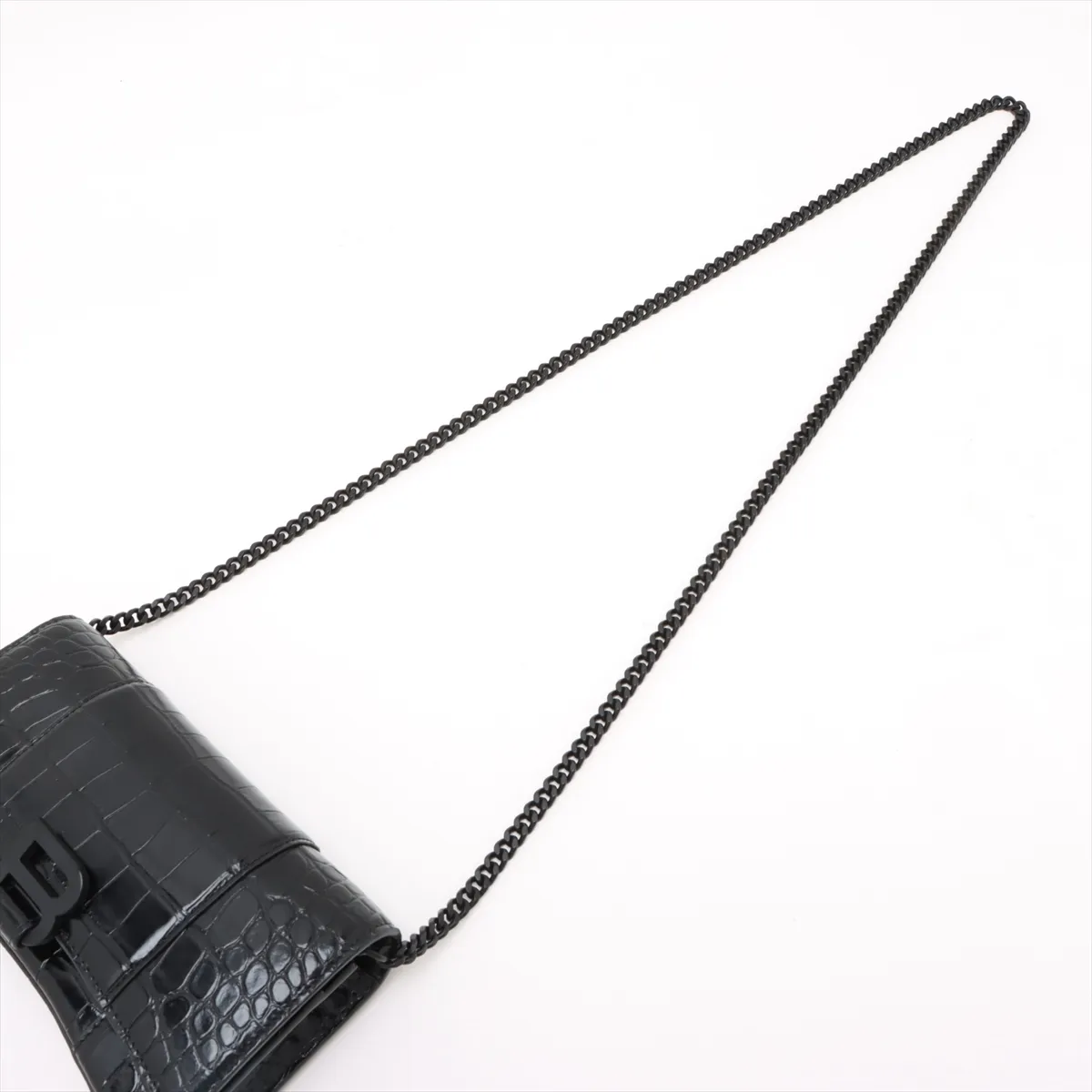 Hour Glass Croco Embossed Chain Wallet Black 656050 — view 5