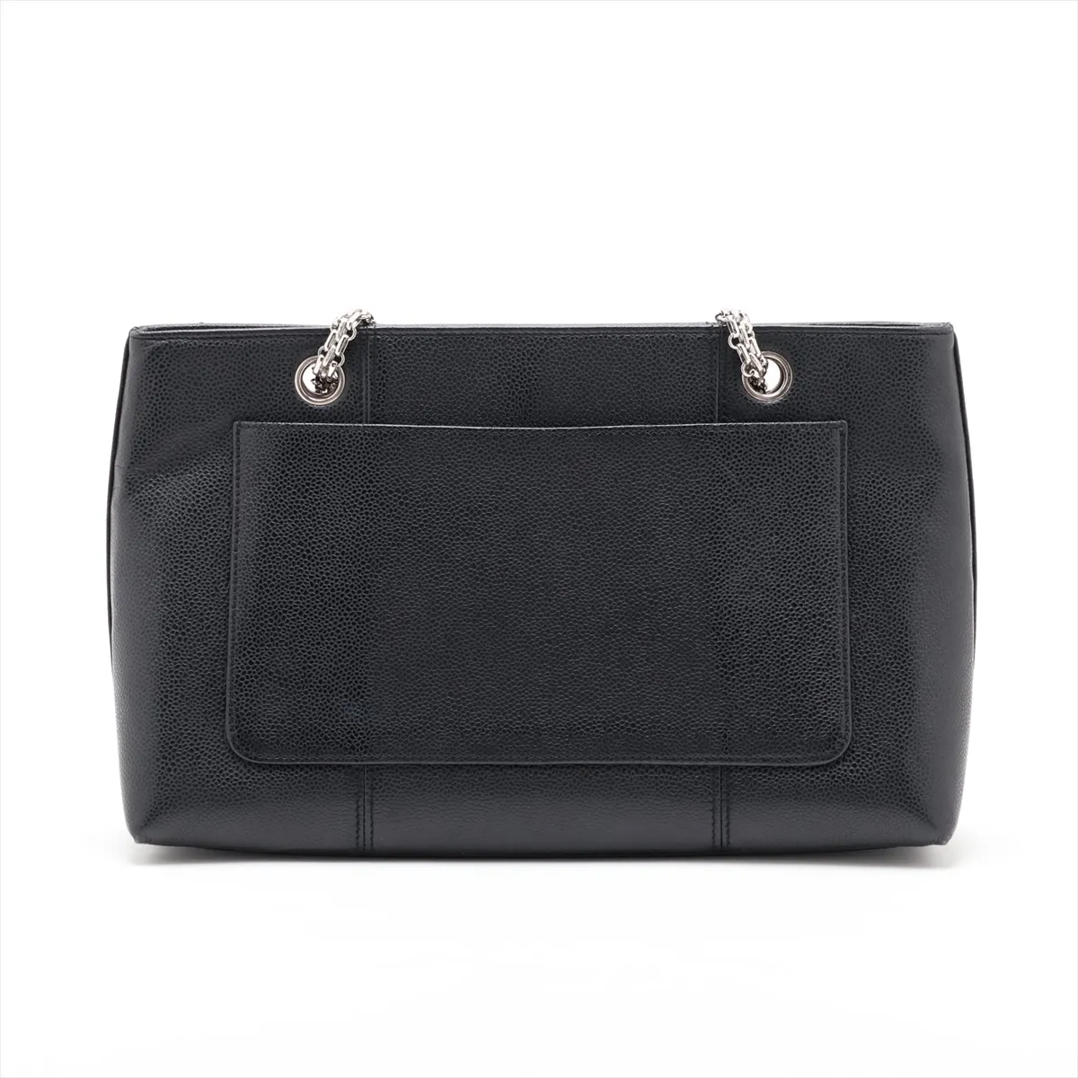Coco Mark Caviar Skin Chain Shoulder Bag, Black with Silver Hardware, 6270460, Series 6 — view 2