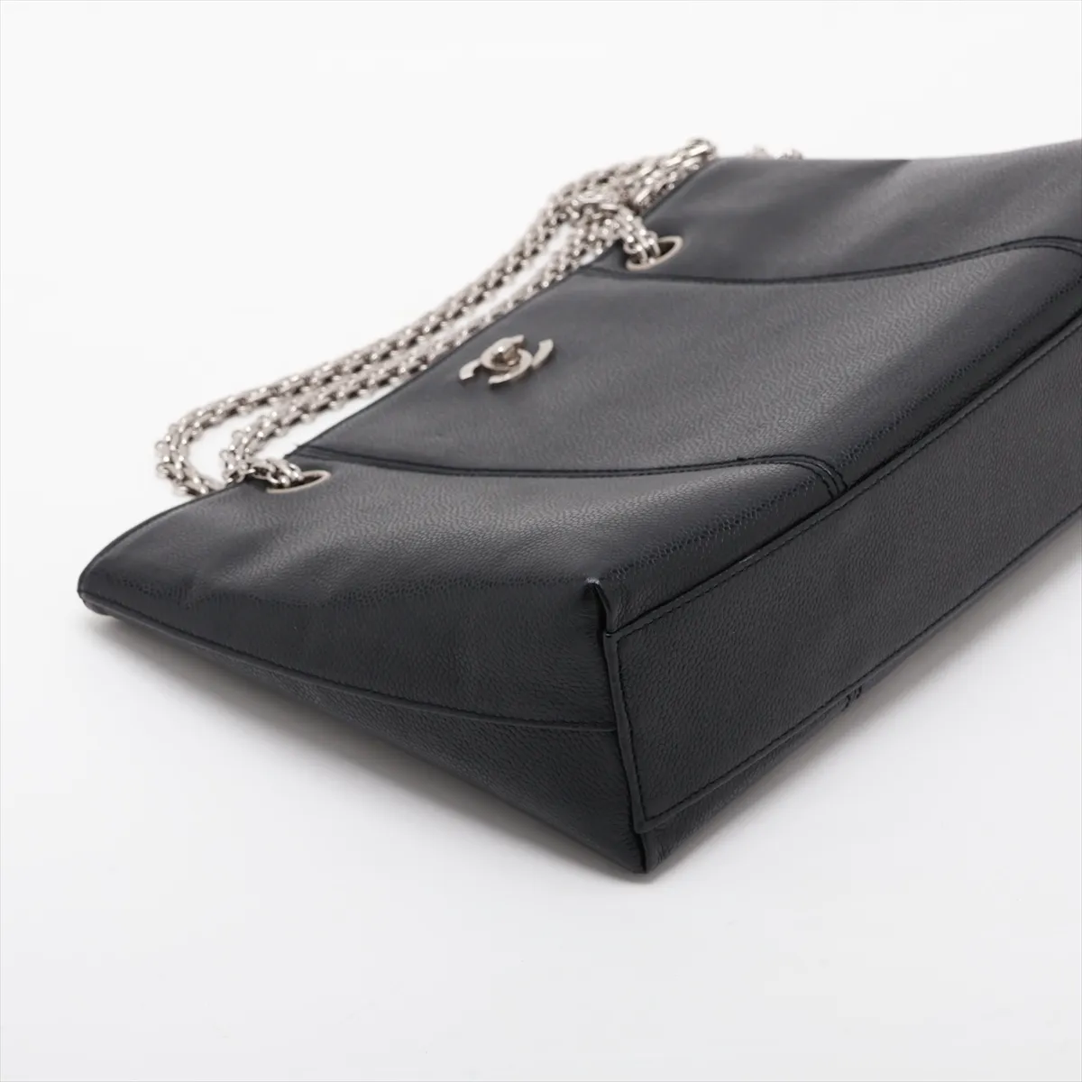 Coco Mark Caviar Skin Chain Shoulder Bag, Black with Silver Hardware, 6270460, Series 6 — view 4
