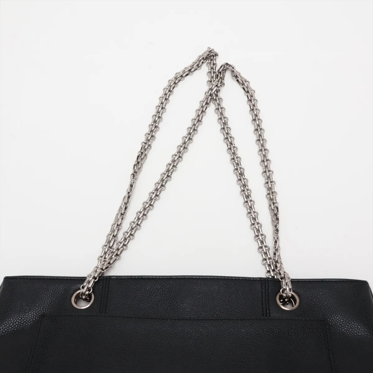 Coco Mark Caviar Skin Chain Shoulder Bag, Black with Silver Hardware, 6270460, Series 6 — view 6