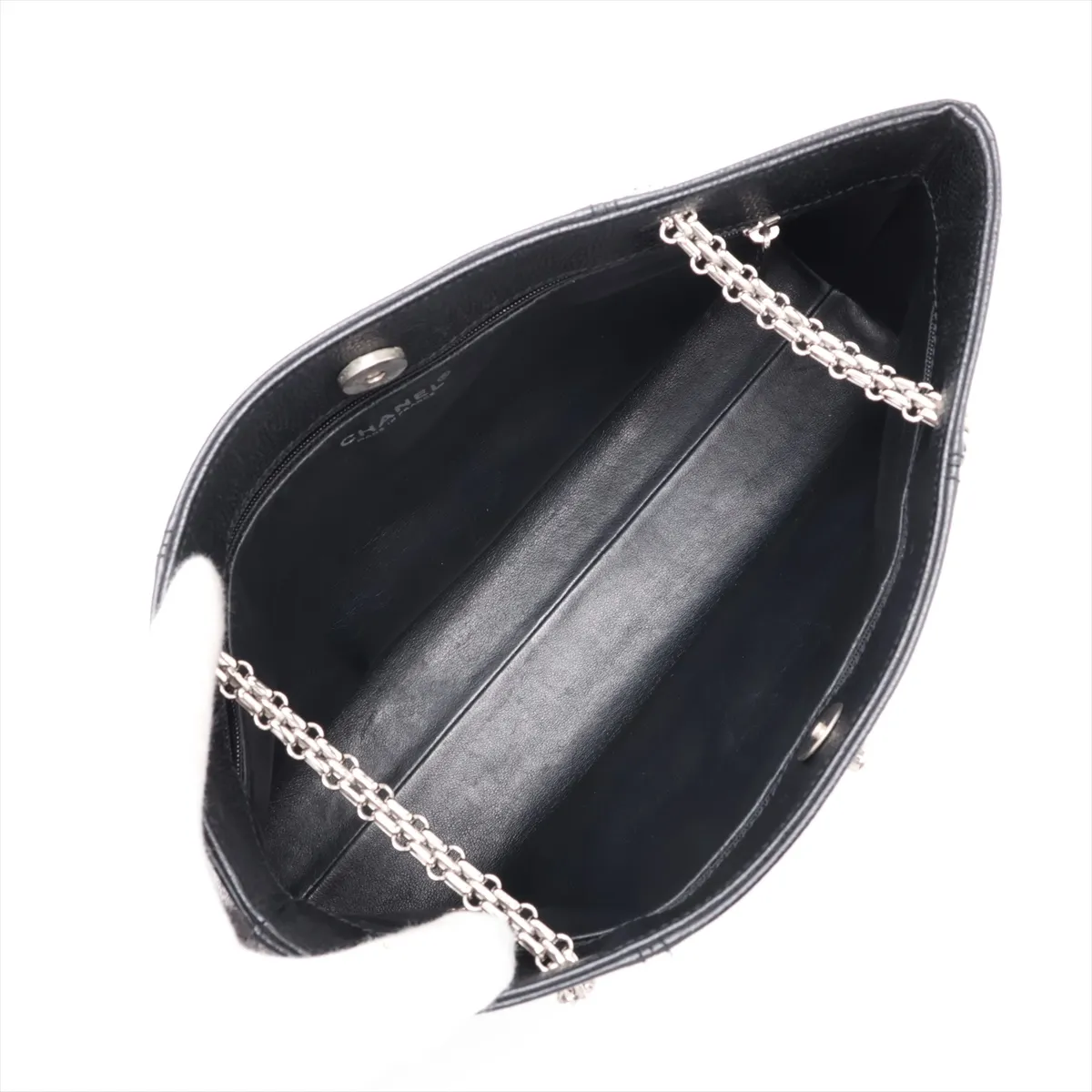 Coco Mark Caviar Skin Chain Shoulder Bag, Black with Silver Hardware, 6270460, Series 6 — view 7