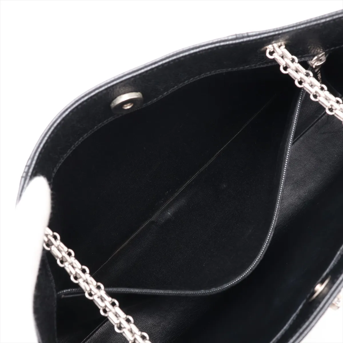 Coco Mark Caviar Skin Chain Shoulder Bag, Black with Silver Hardware, 6270460, Series 6 — view 8