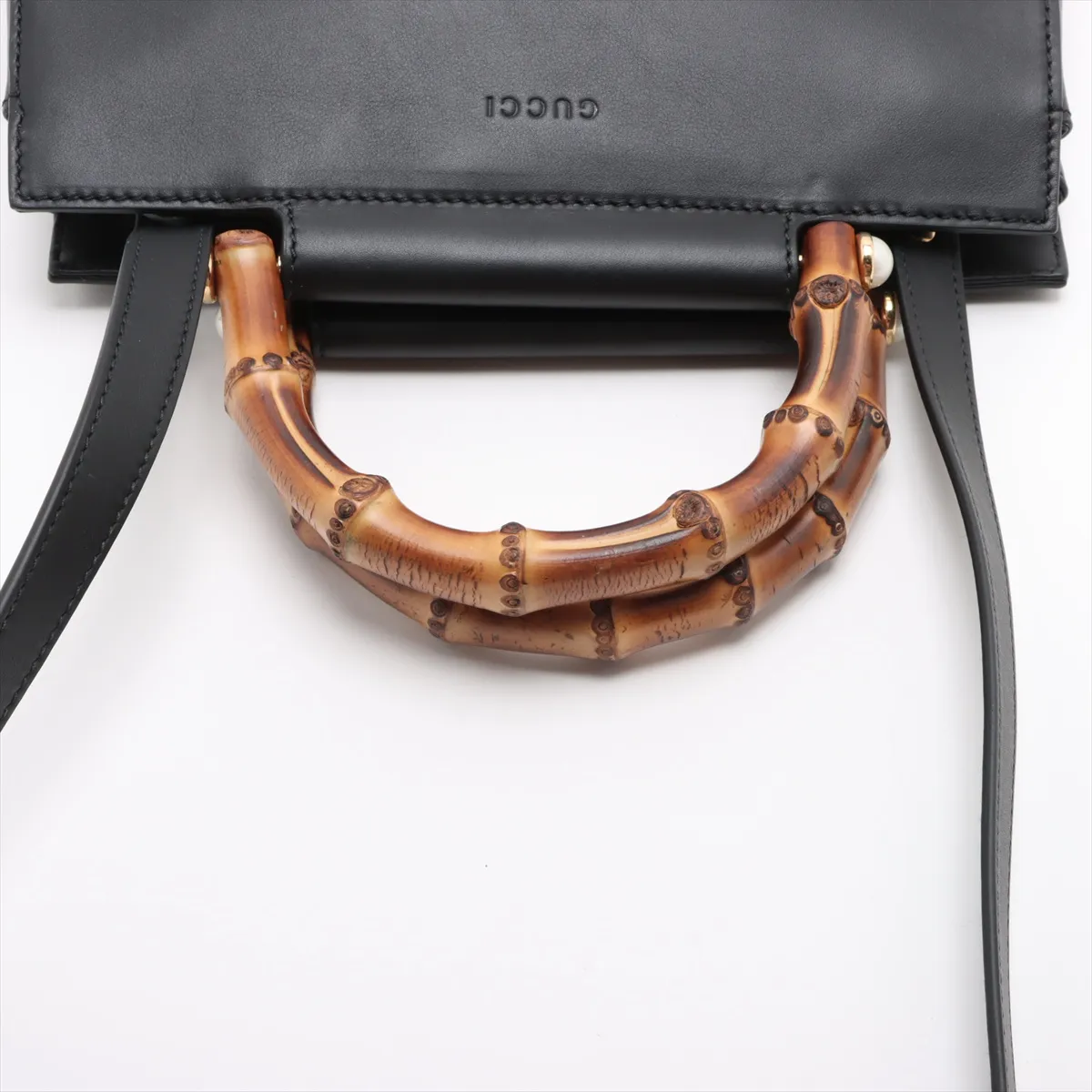 Bamboo Nimfair Leather 2WAY Handbag Black 453767 — view 5