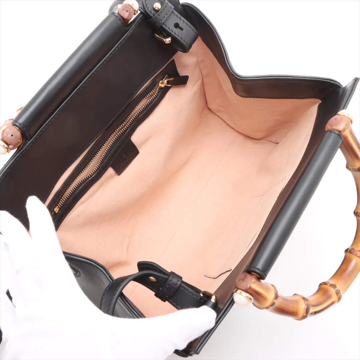 Bamboo Nimfair Leather 2WAY Handbag Black 453767 — view 8