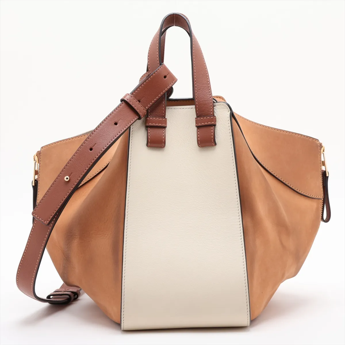 Hammock Small Leather 2-Way Handbag, Beige — view 2