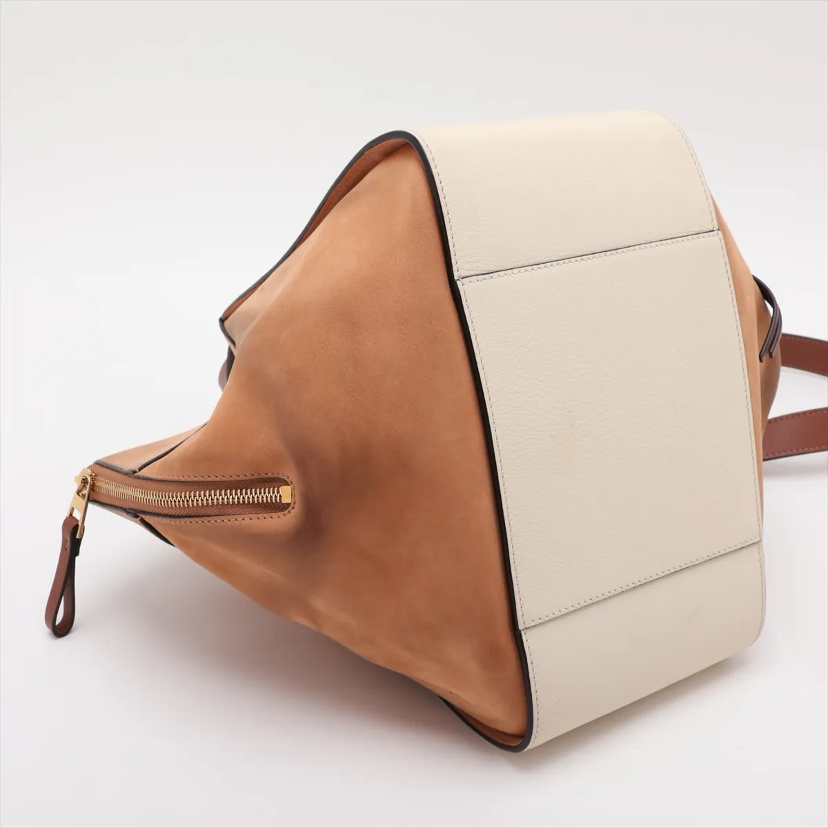Hammock Small Leather 2-Way Handbag, Beige — view 4