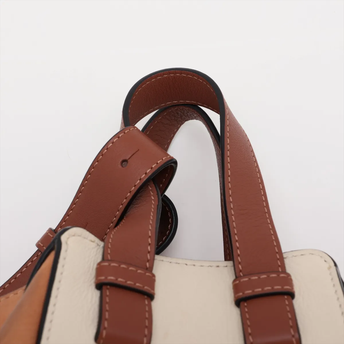 Hammock Small Leather 2-Way Handbag, Beige — view 6