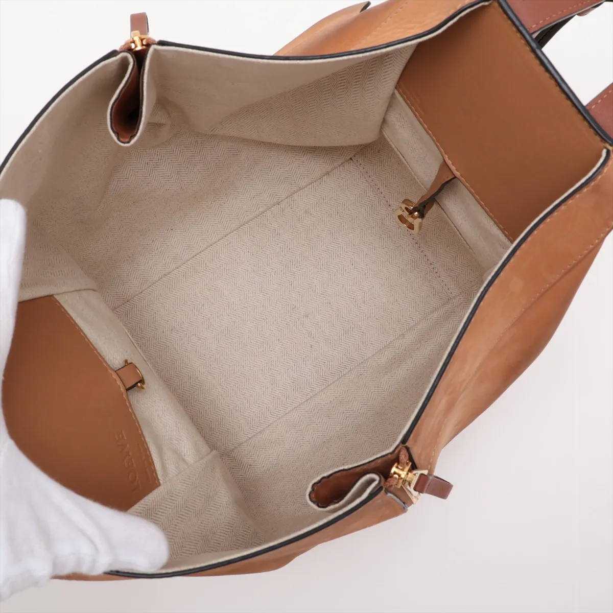 Hammock Small Leather 2-Way Handbag, Beige — view 8