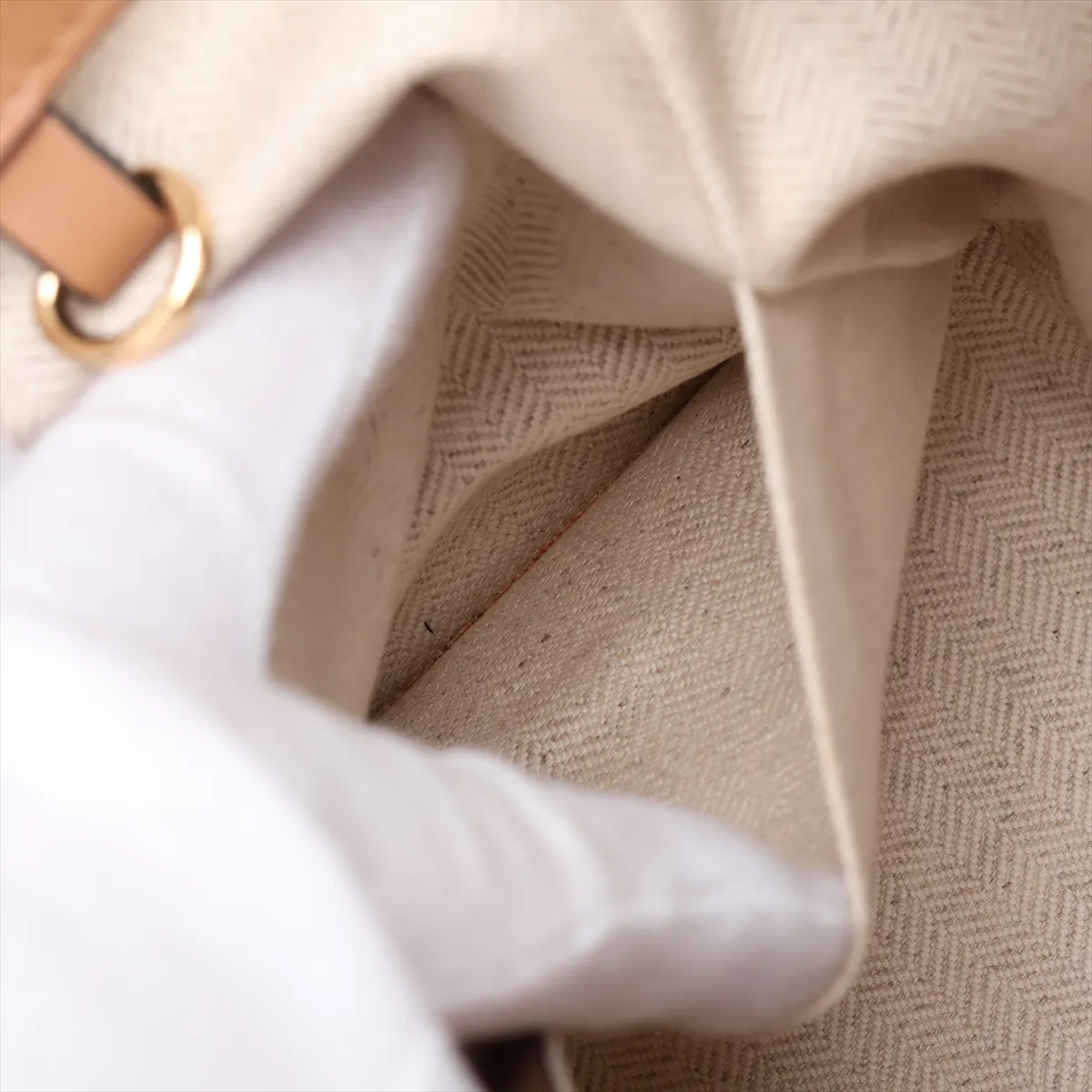 Hammock Small Leather 2-Way Handbag, Beige — view 9
