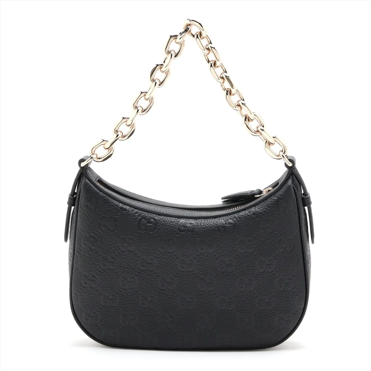 GG Emblem 815409 Leather Chain Shoulder Bag, Black — view 2