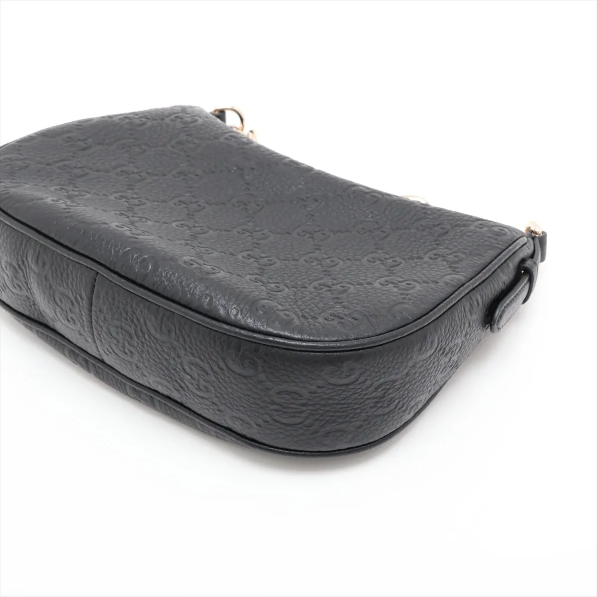 GG Emblem 815409 Leather Chain Shoulder Bag, Black — view 3