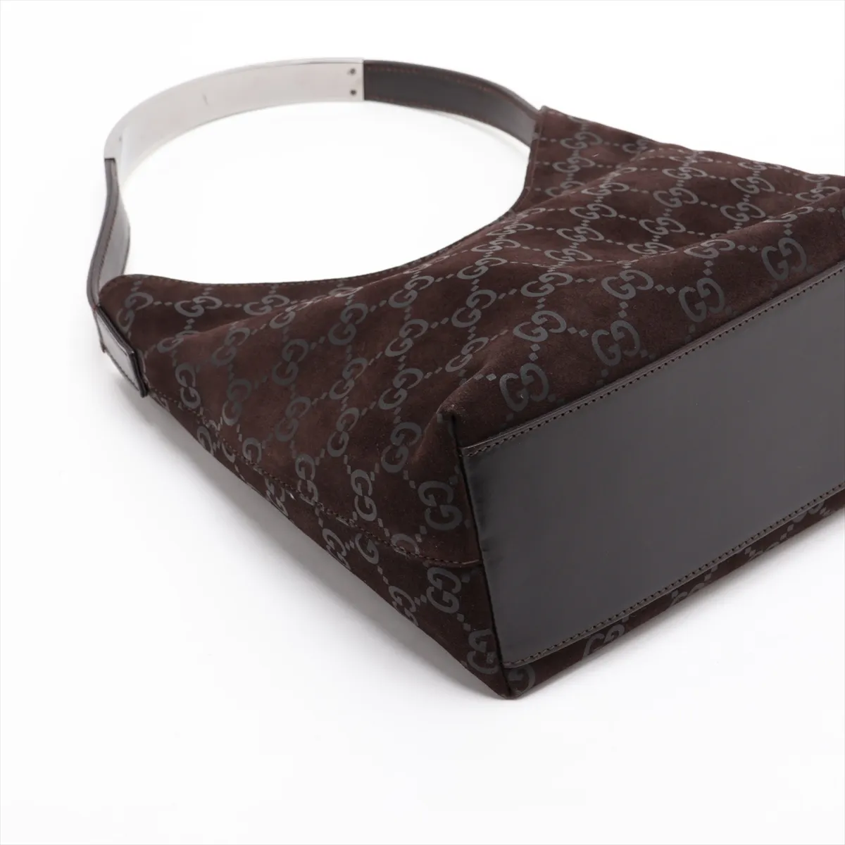 Suede and Leather Shoulder Bag, Brown — view 4