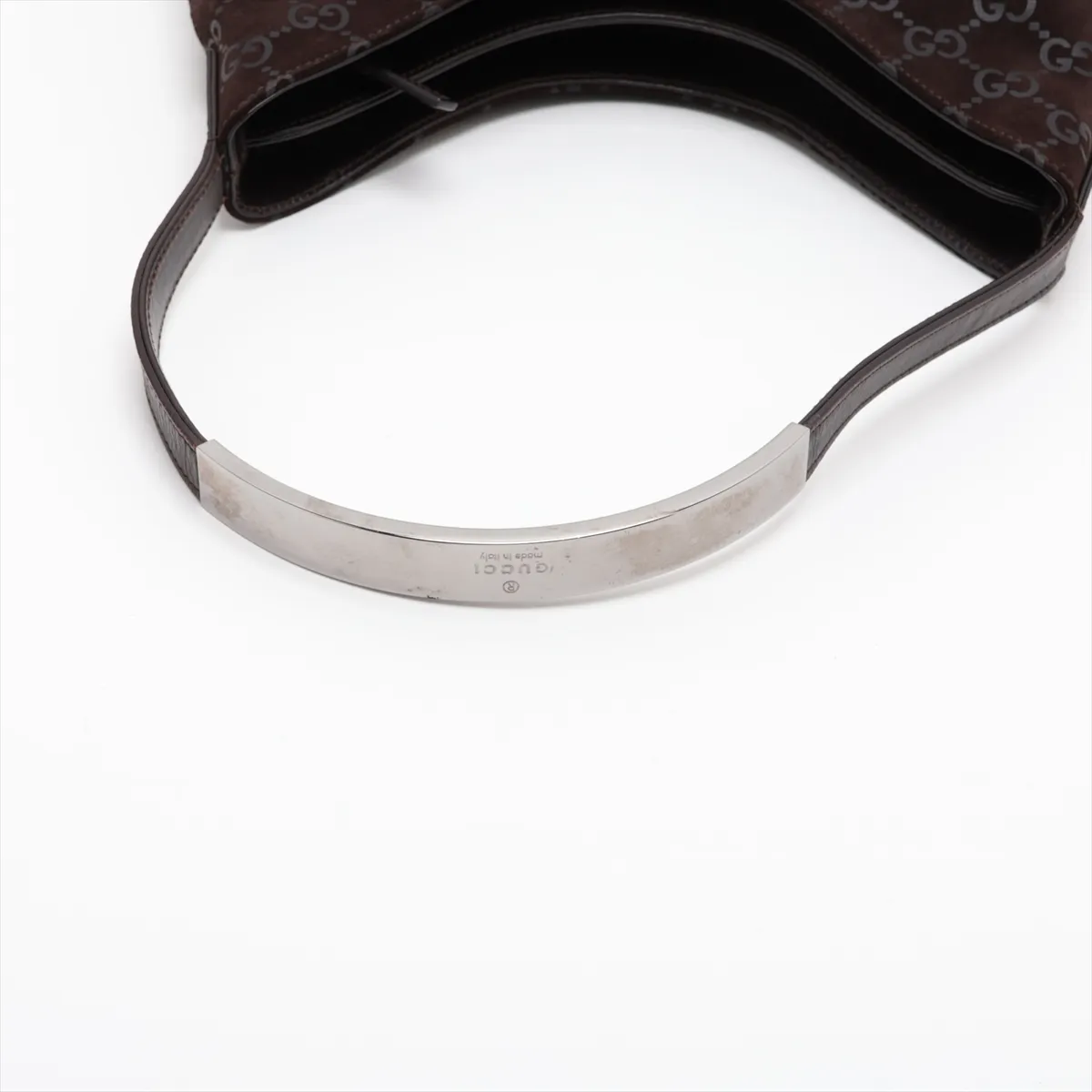 Suede and Leather Shoulder Bag, Brown — view 5