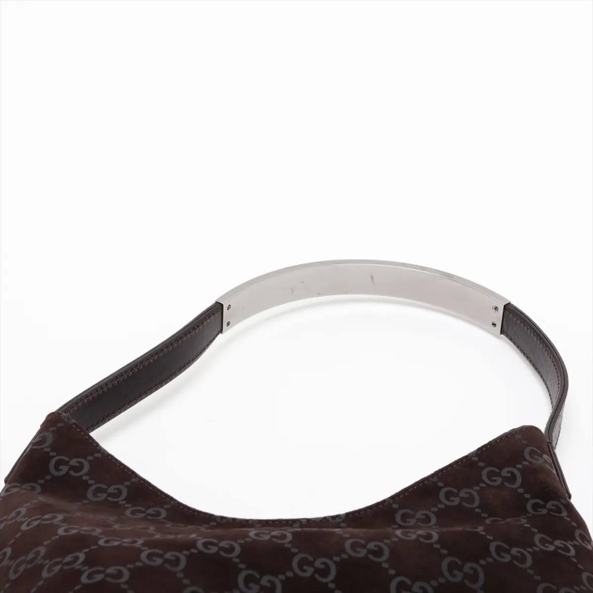 Suede and Leather Shoulder Bag, Brown — view 6