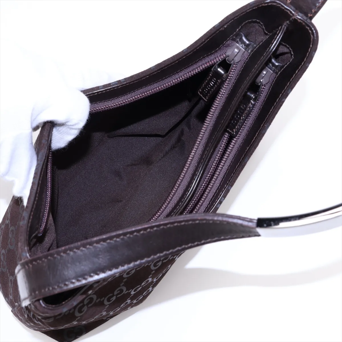 Suede and Leather Shoulder Bag, Brown — view 7