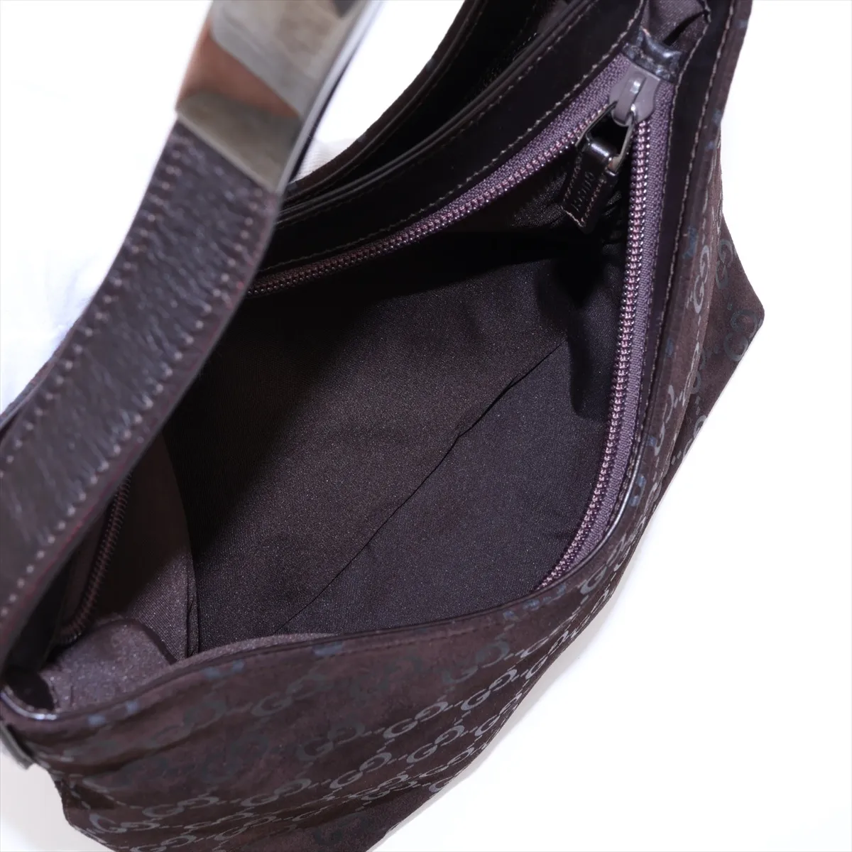 Suede and Leather Shoulder Bag, Brown — view 8