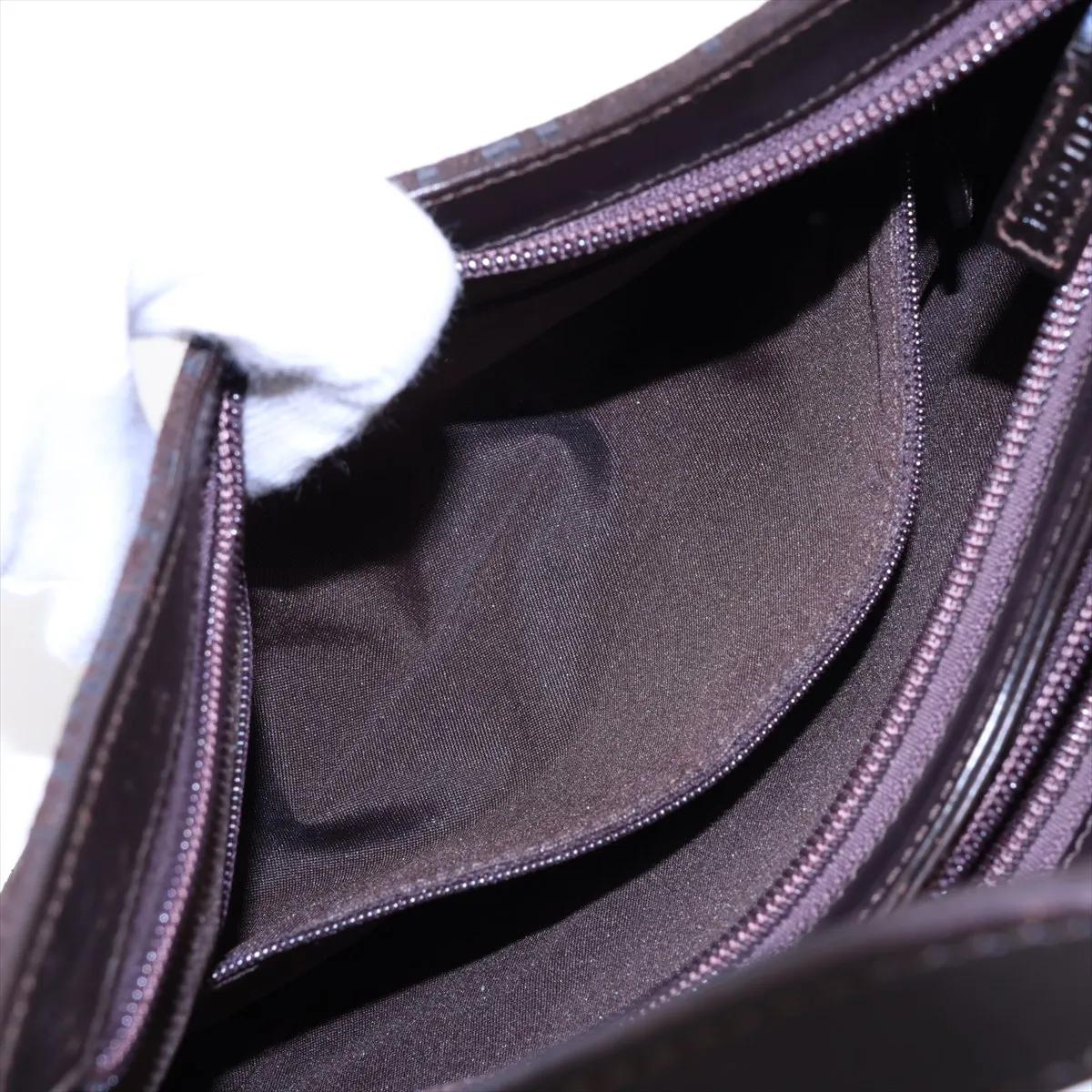 Suede and Leather Shoulder Bag, Brown — view 9