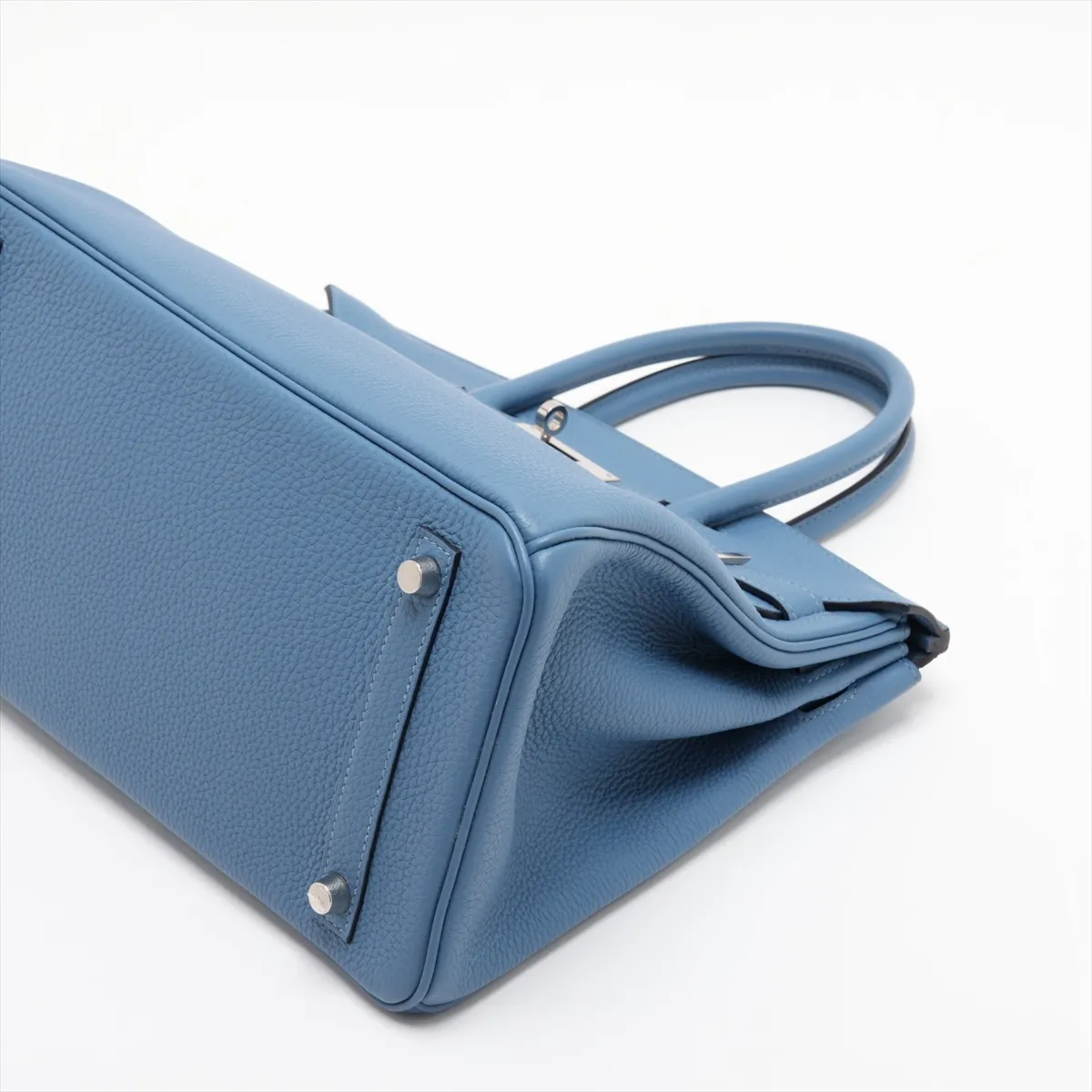 [Individually packaged] Hermes Birkin 30 Retourne Togo Azur Silver Hardware C: 2018 Clochette string torn — view 3
