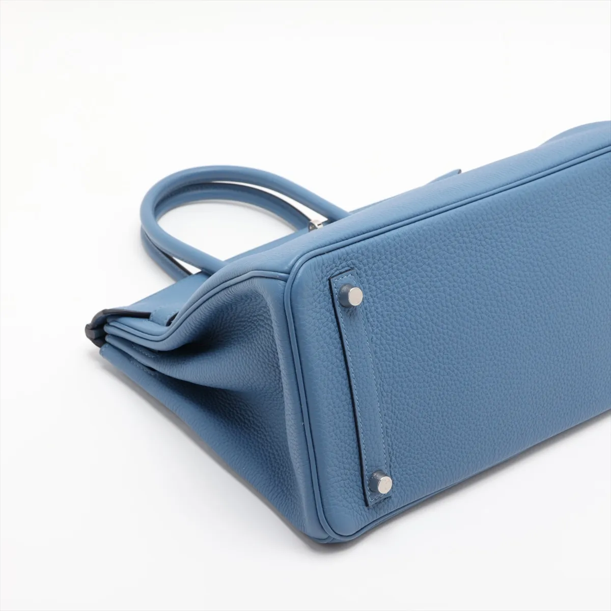 [Individually packaged] Hermes Birkin 30 Retourne Togo Azur Silver Hardware C: 2018 Clochette string torn — view 4