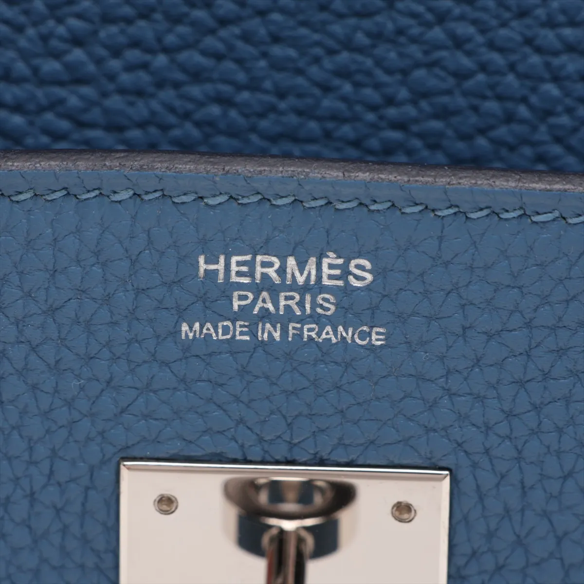 [Individually packaged] Hermes Birkin 30 Retourne Togo Azur Silver Hardware C: 2018 Clochette string torn — view 10