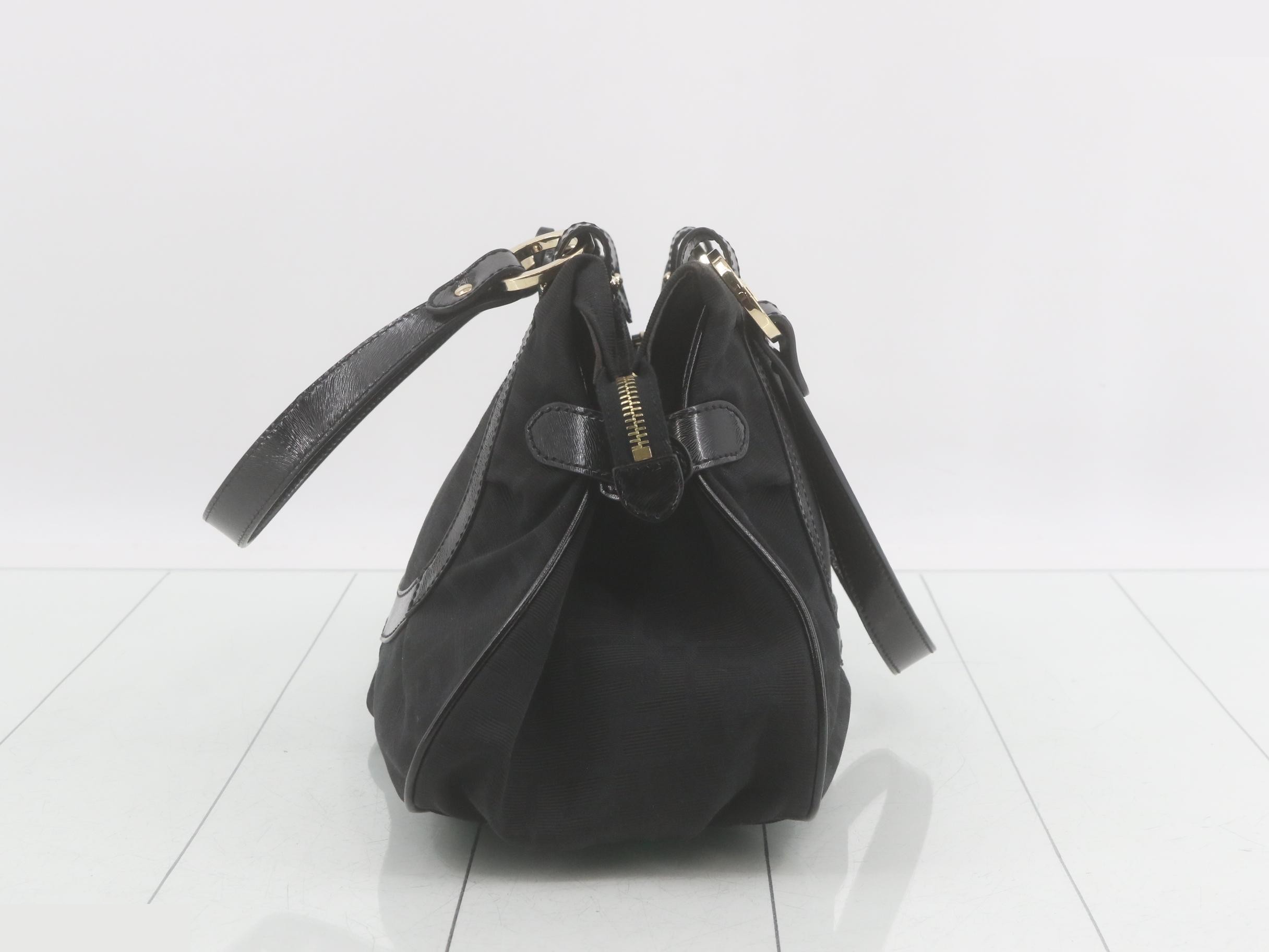 Zucca handbag, canvas/leather, black — view 3