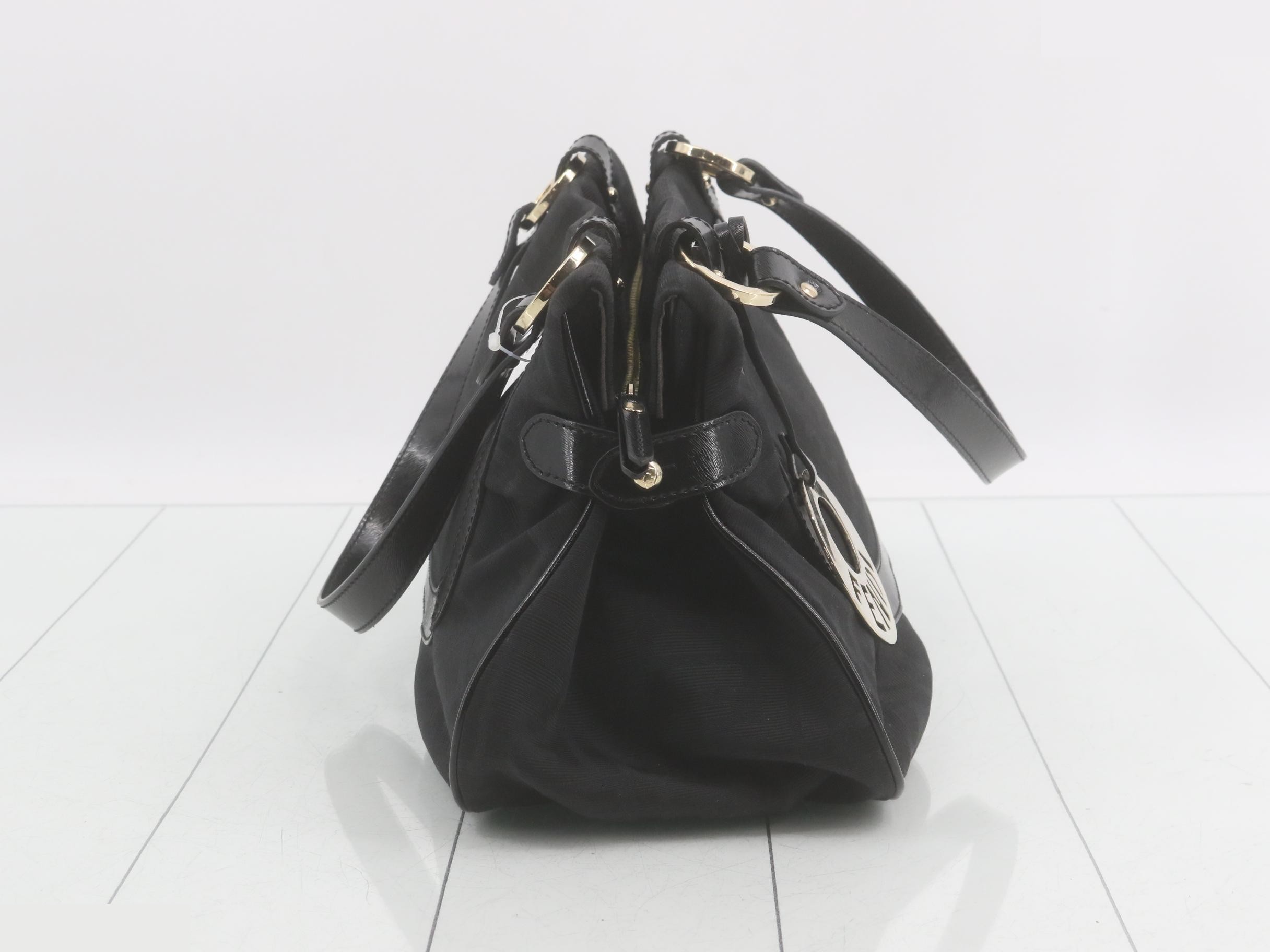 Zucca handbag, canvas/leather, black — view 4