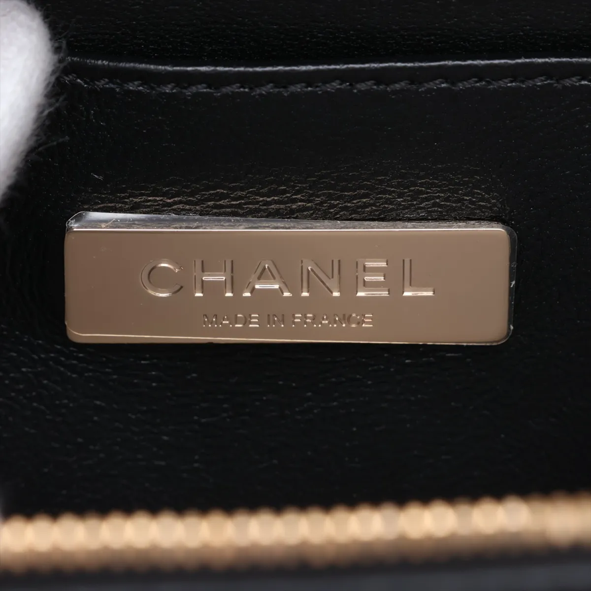 Matelassé Lambskin 2-Way Shoulder Bag, Black with Gold Hardware, NANXL0G5, Random Plate — view 11