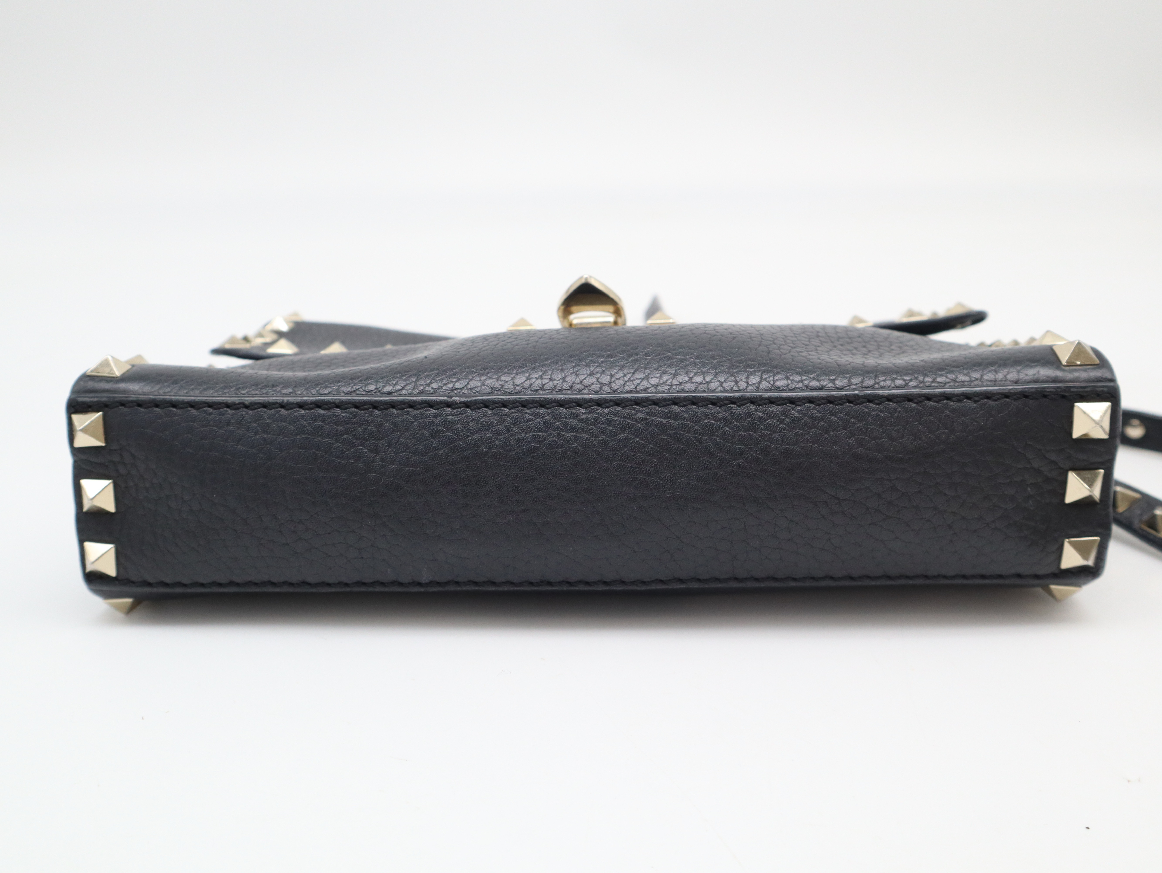 Leather Rockstud Shoulder Bag, Black — view 5