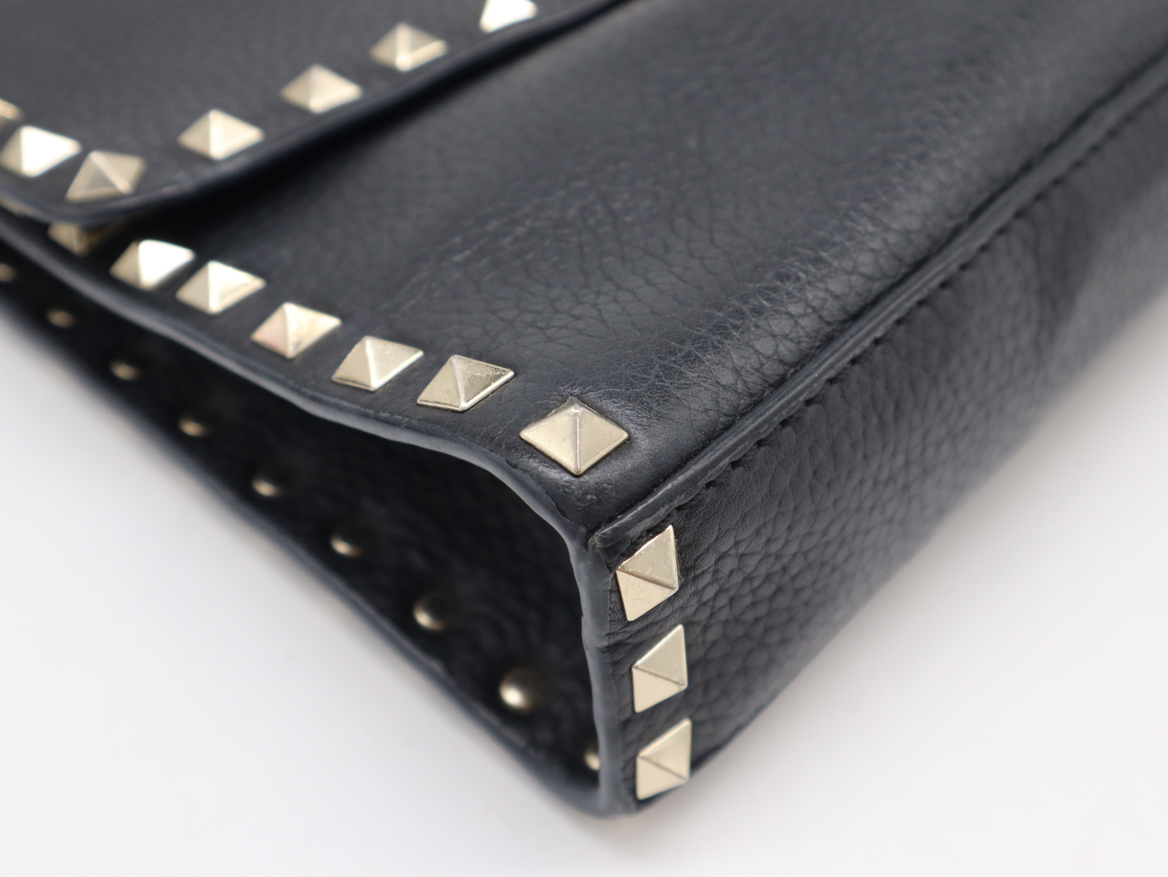 Leather Rockstud Shoulder Bag, Black — view 7