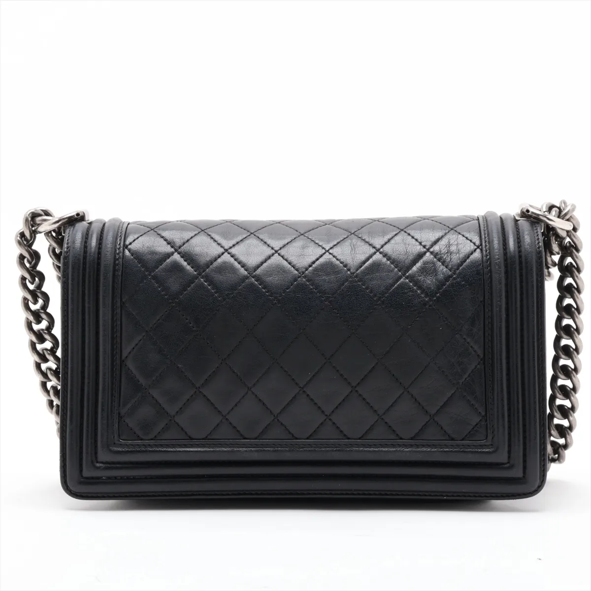 Boy Chanel 25 Lambskin Chain Shoulder Bag, Black with Gunmetal Hardware, 15930716 (Serial Number , A67086) — view 2