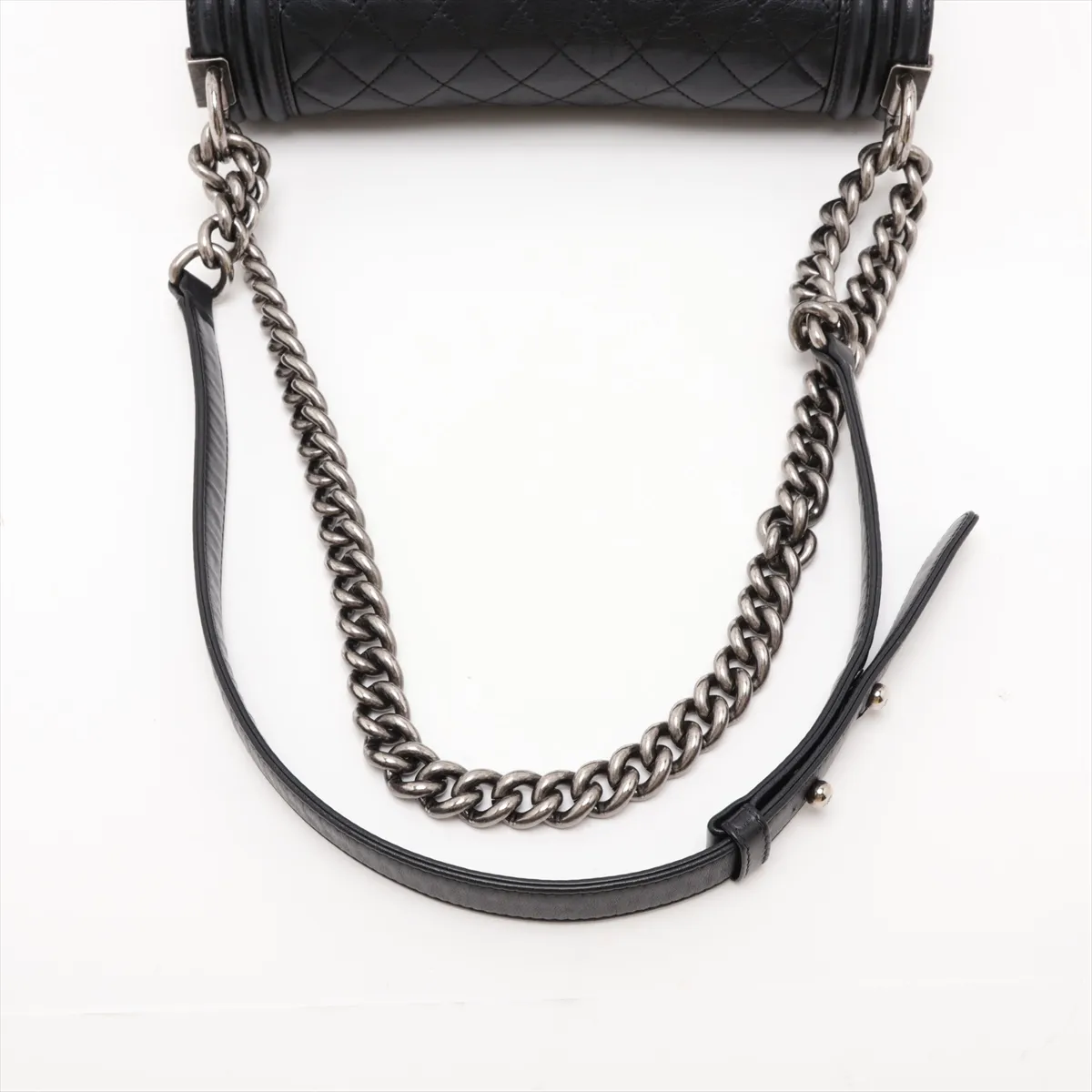 Boy Chanel 25 Lambskin Chain Shoulder Bag, Black with Gunmetal Hardware, 15930716 (Serial Number , A67086) — view 5