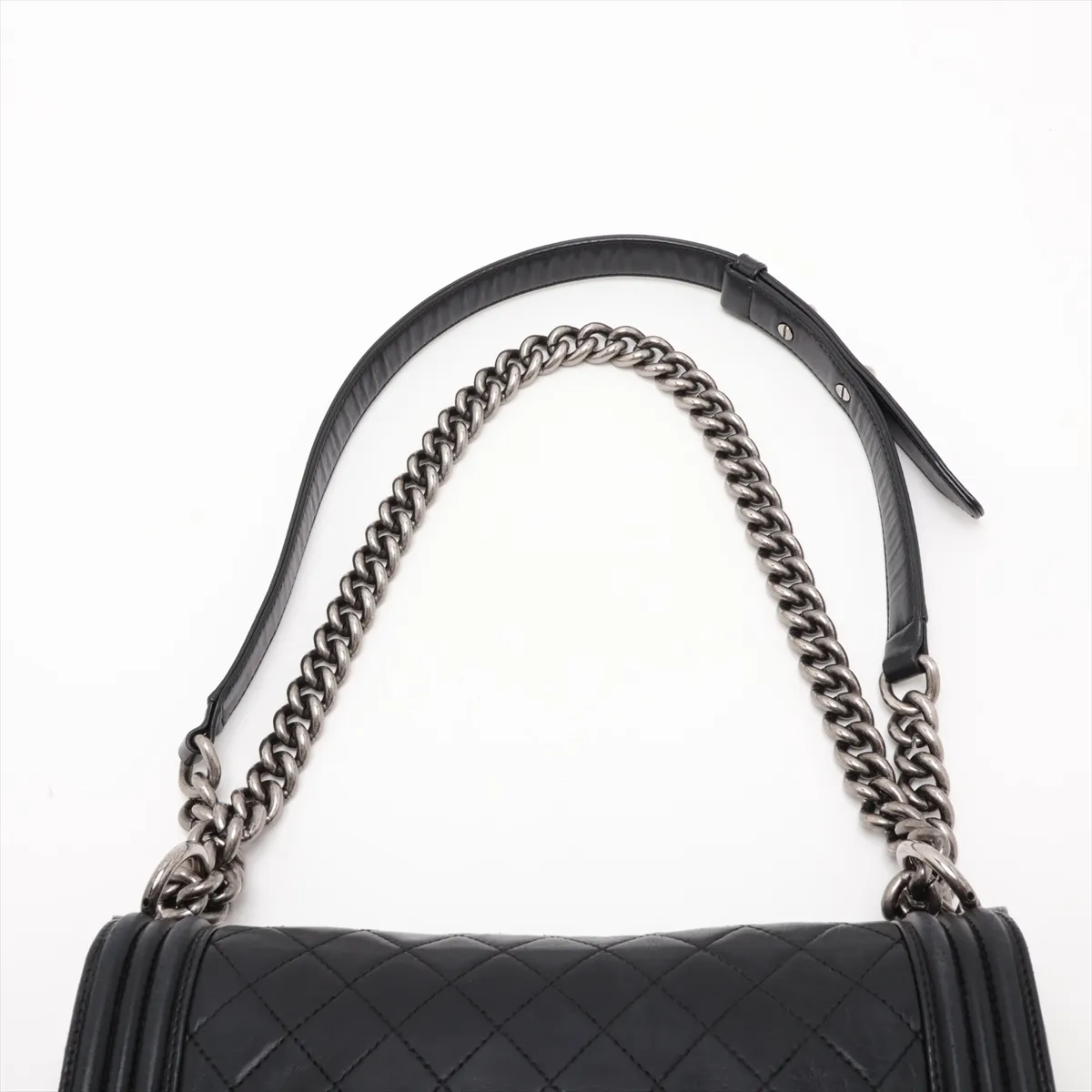 Boy Chanel 25 Lambskin Chain Shoulder Bag, Black with Gunmetal Hardware, 15930716 (Serial Number , A67086) — view 6