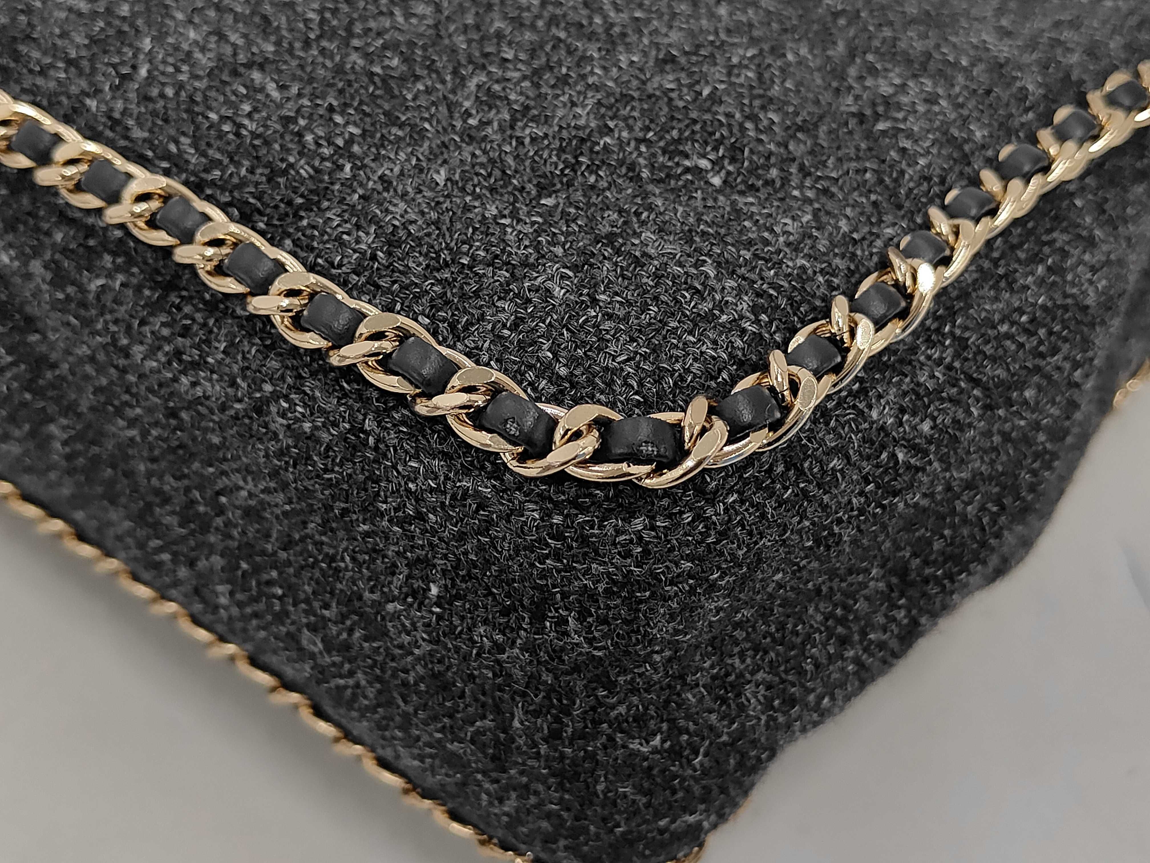 Single Flap Chain Around Shoulder Bag, Tweed, Grey, GP Shoulder Bag — view 3