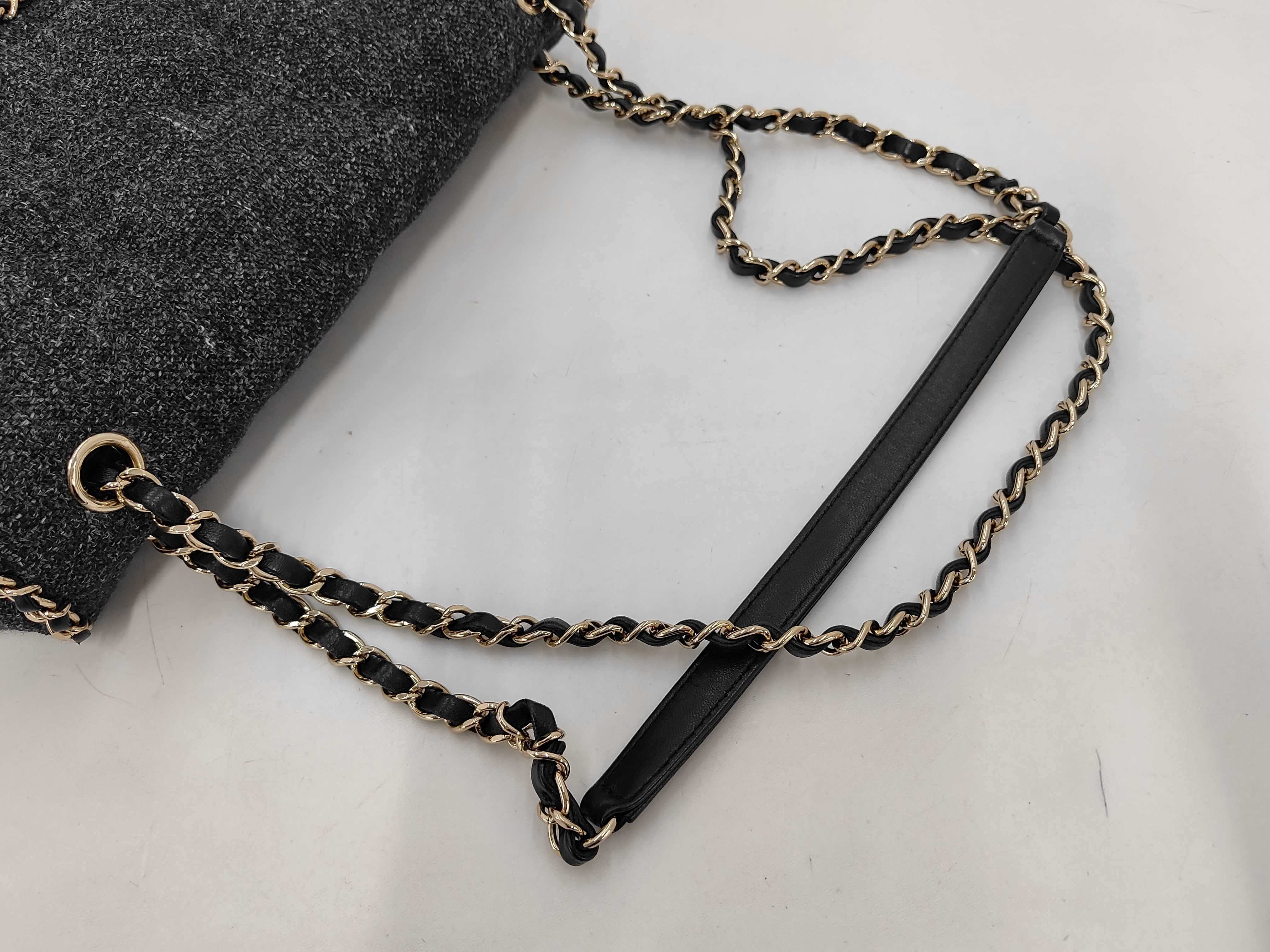 Single Flap Chain Around Shoulder Bag, Tweed, Grey, GP Shoulder Bag — view 5
