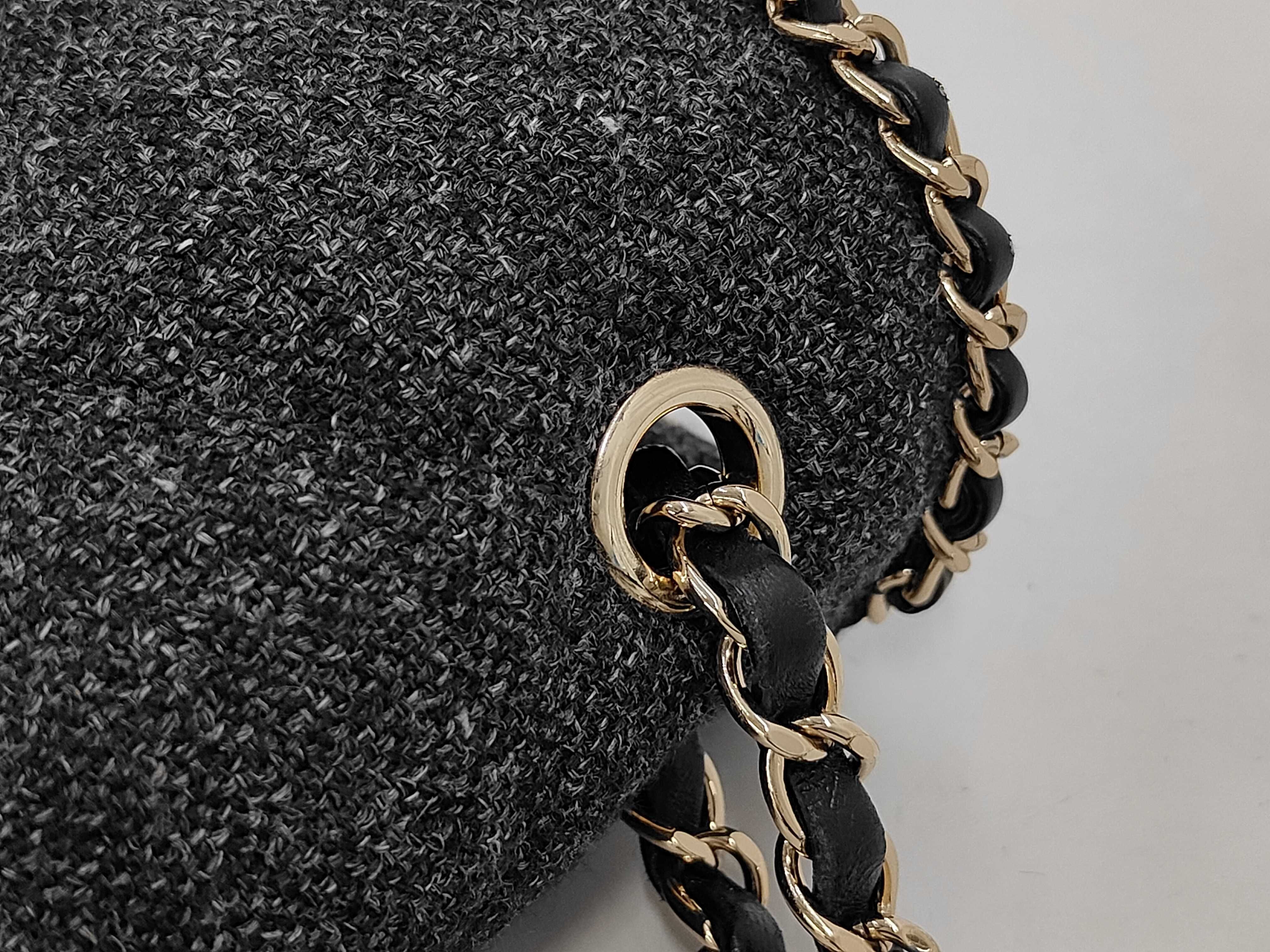 Single Flap Chain Around Shoulder Bag, Tweed, Grey, GP Shoulder Bag — view 7