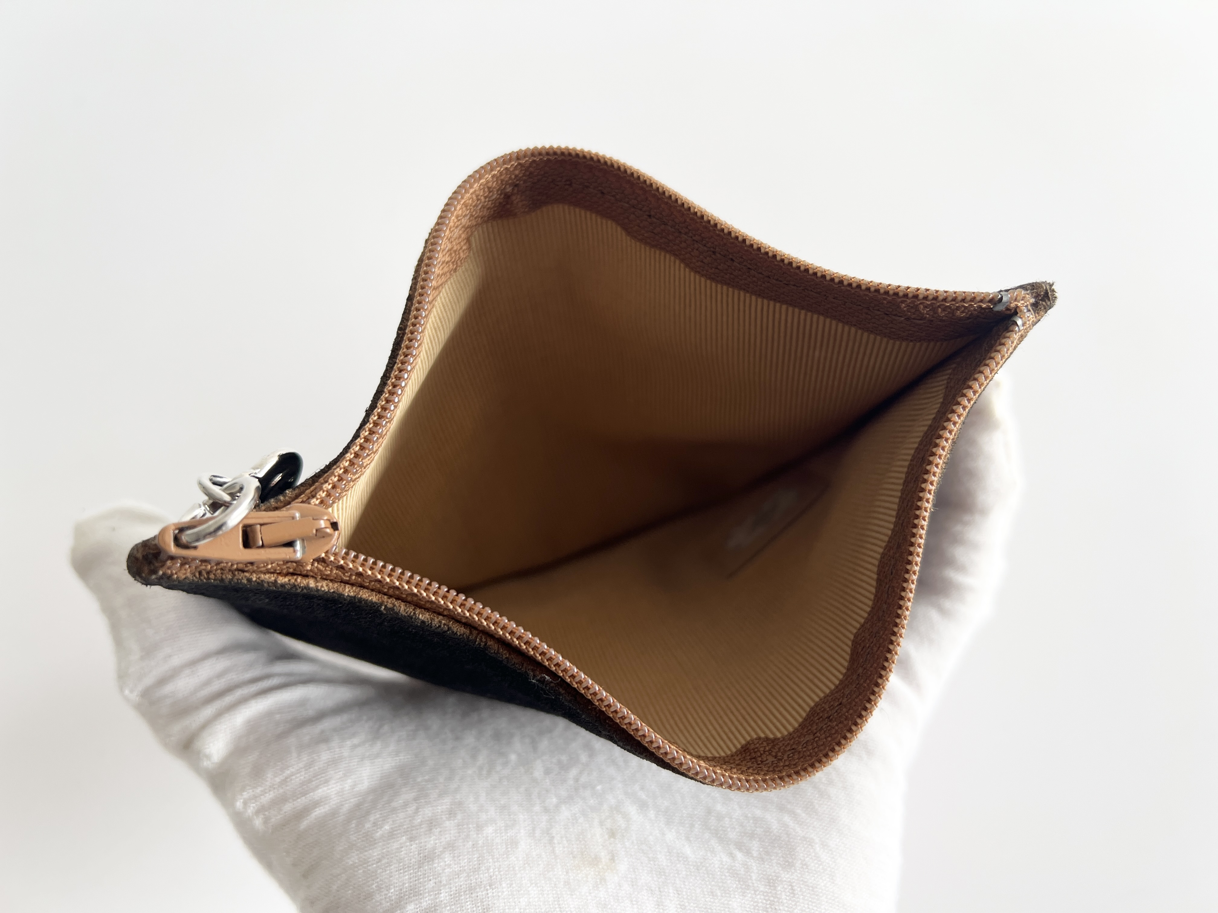 Coco Mark Suede Leather Drawstring Bucket Shoulder Bag — view 15