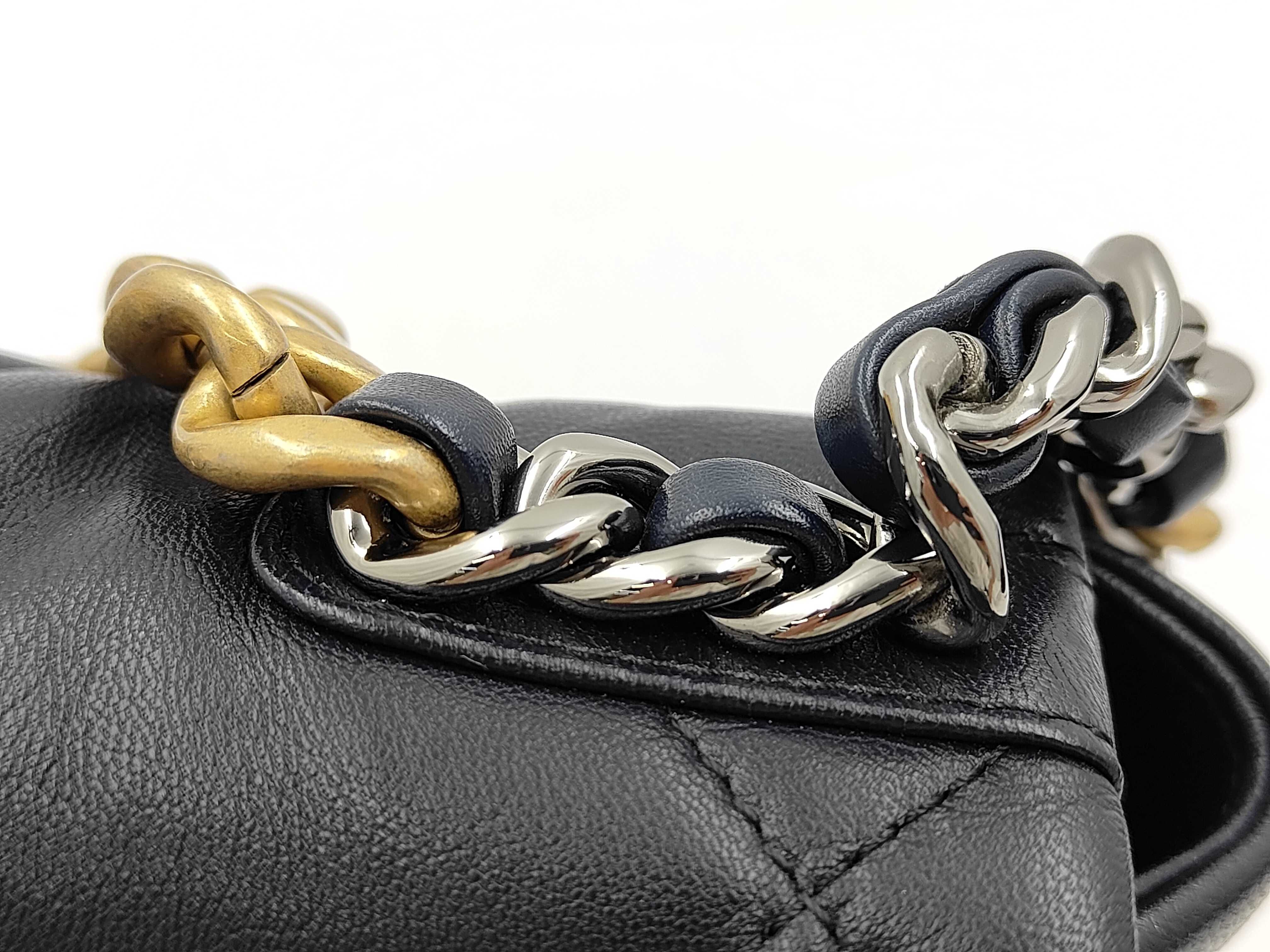 Lambskin Navy Gold x Silver Hardware 30081819 Chain Shoulder Bag — view 5