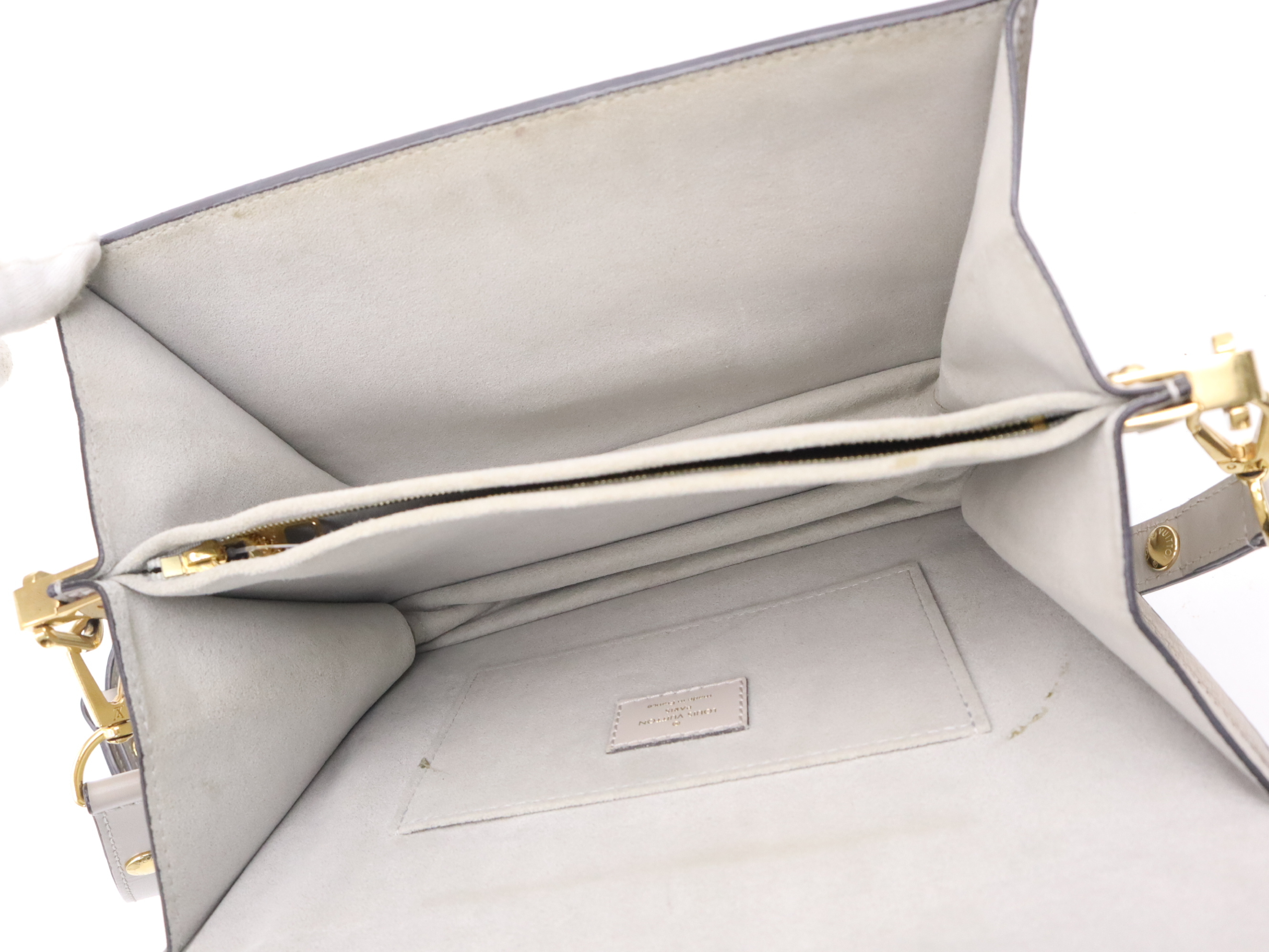 Calf Leather Dauphine MINI Grey Gold Hardware Shoulder Bag with Shoulder Strap — view 9