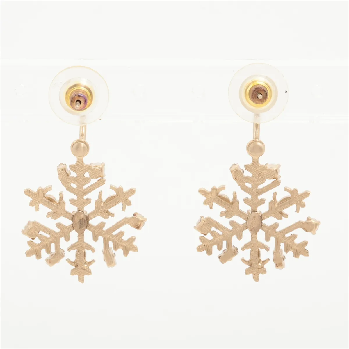Coco Mark Snowflake 05A Earrings (Pair) GP x Rhinestone x Faux Pearl Gold — view 3
