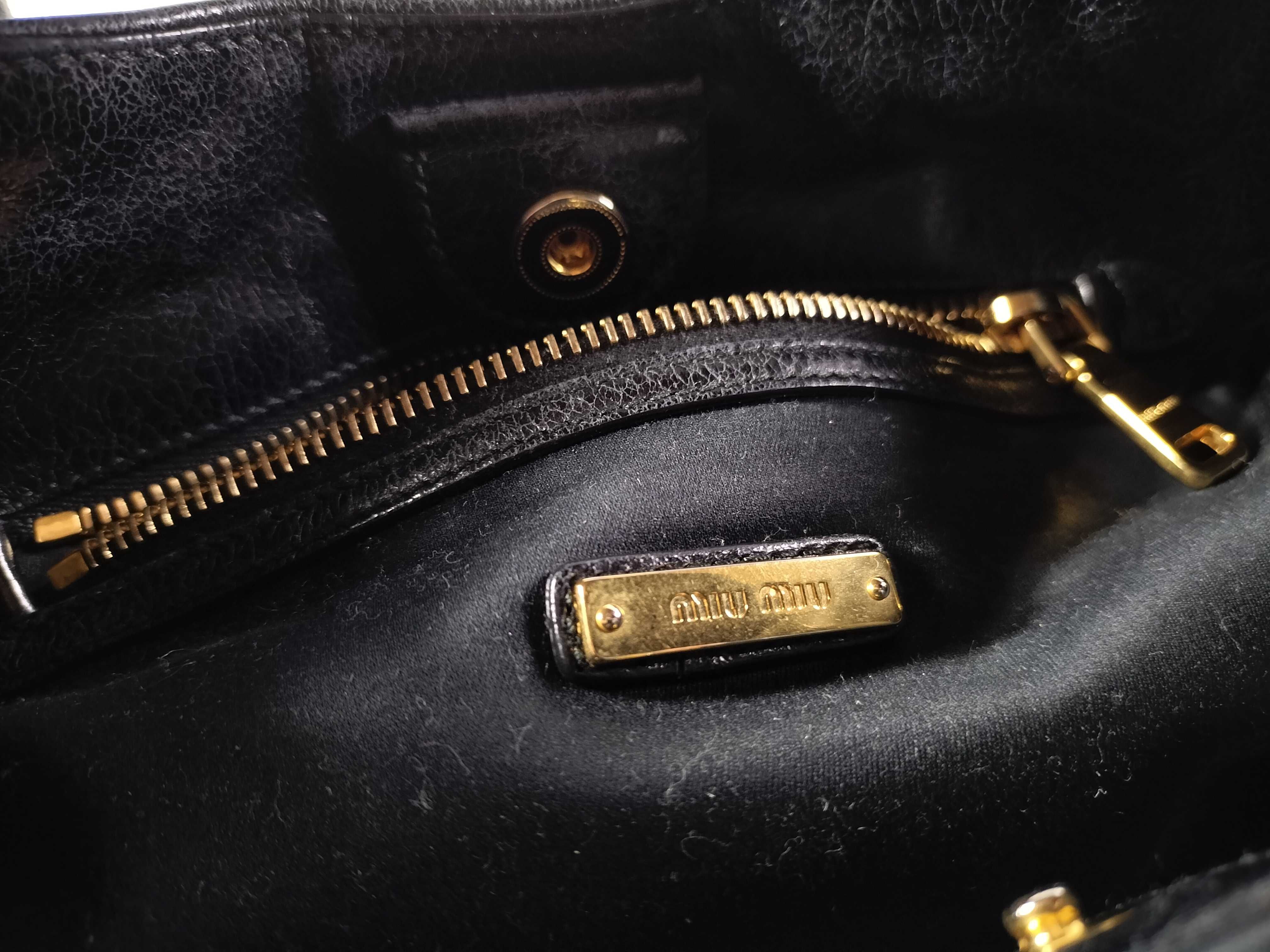 Leather Shoulder Bag, Black, RN1095 (Handbag) — view 11