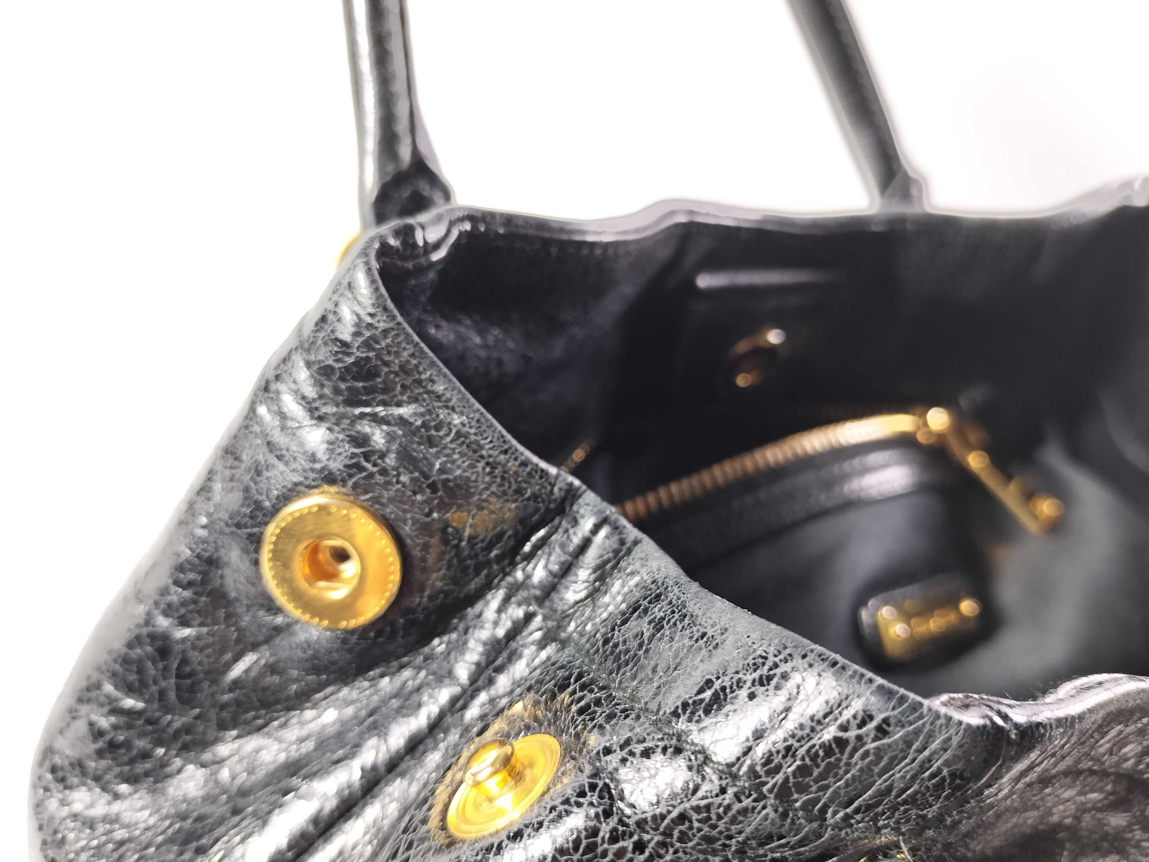 Leather Shoulder Bag, Black, RN1095 (Handbag) — view 12