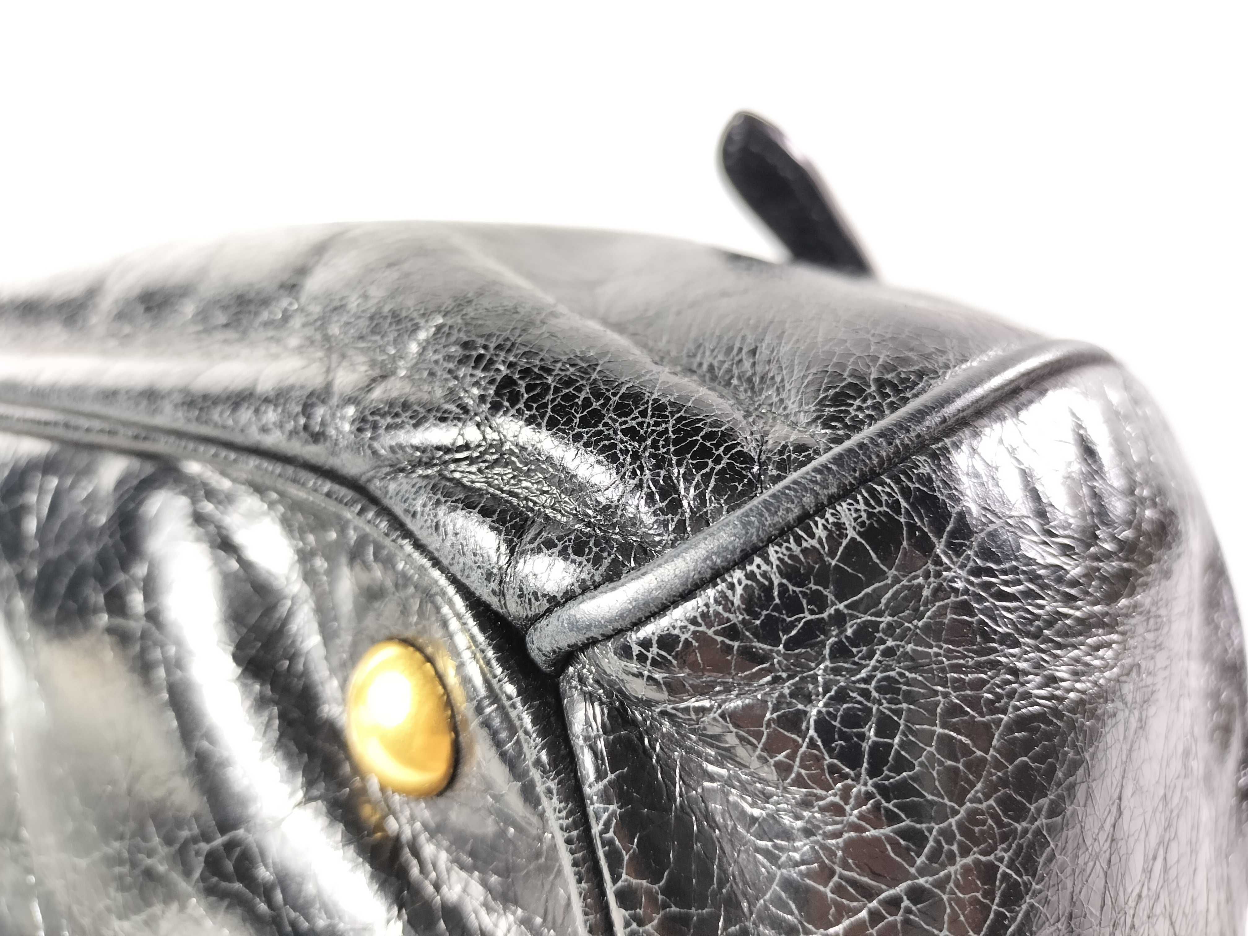 Leather Shoulder Bag, Black, RN1095 (Handbag) — view 6