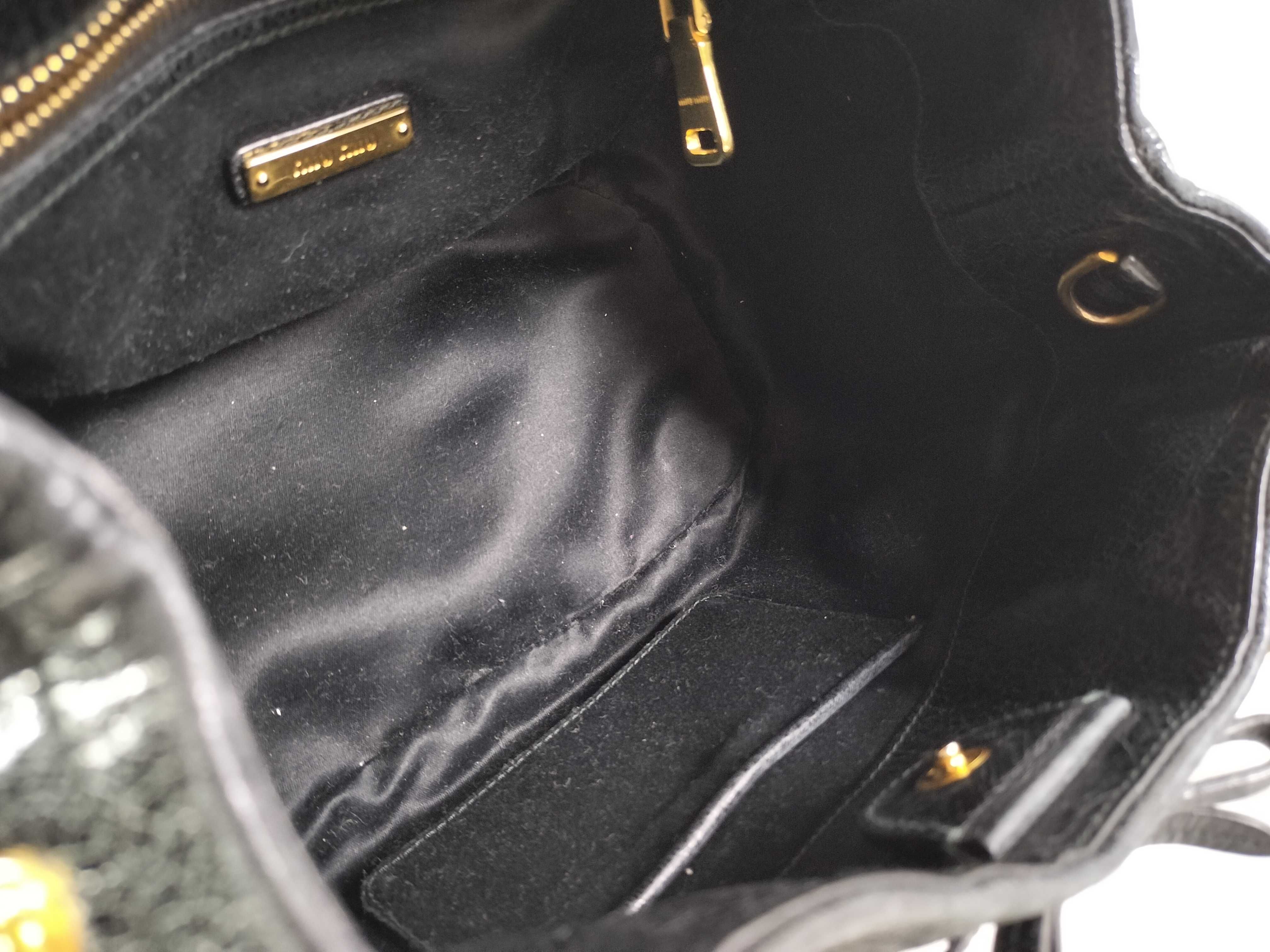 Leather Shoulder Bag, Black, RN1095 (Handbag) — view 8