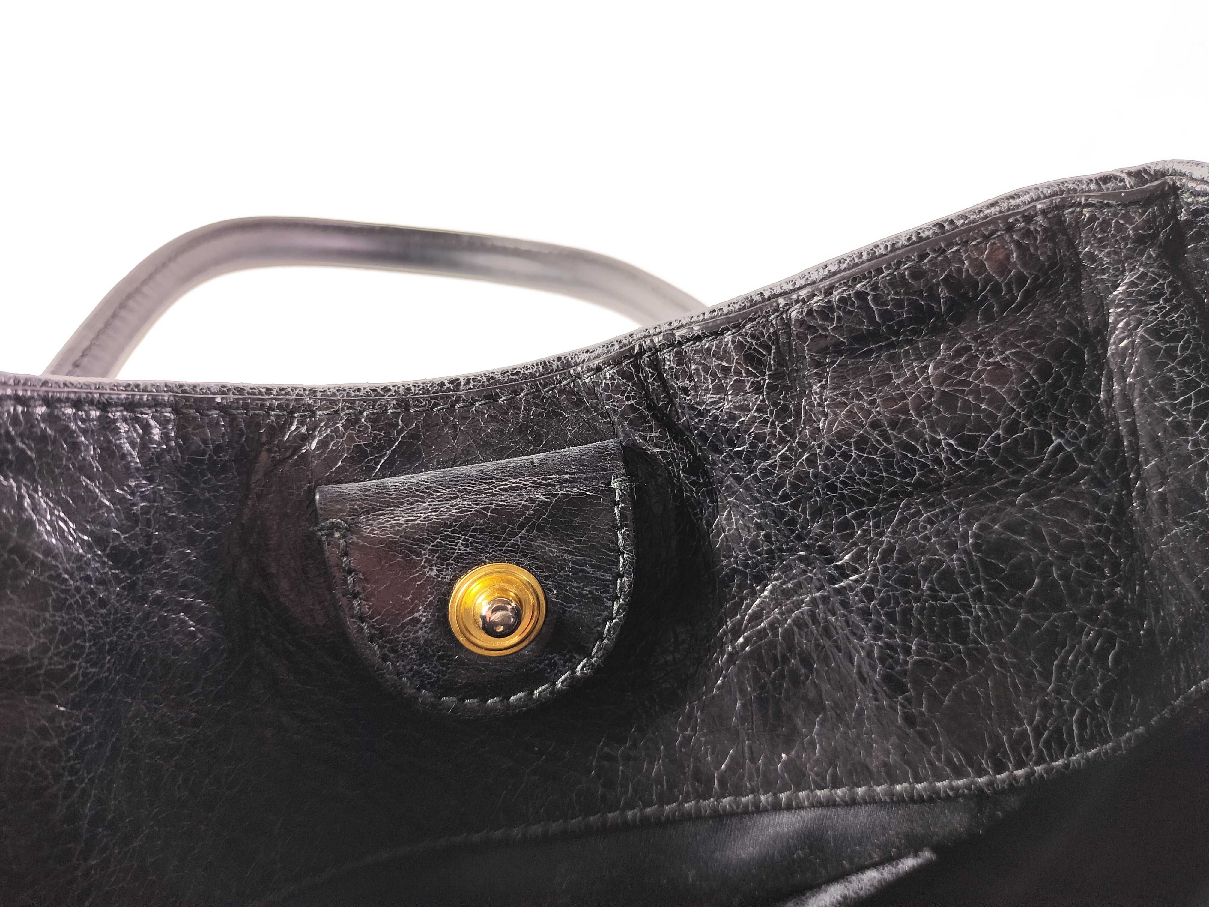 Leather Shoulder Bag, Black, RN1095 (Handbag) — view 9