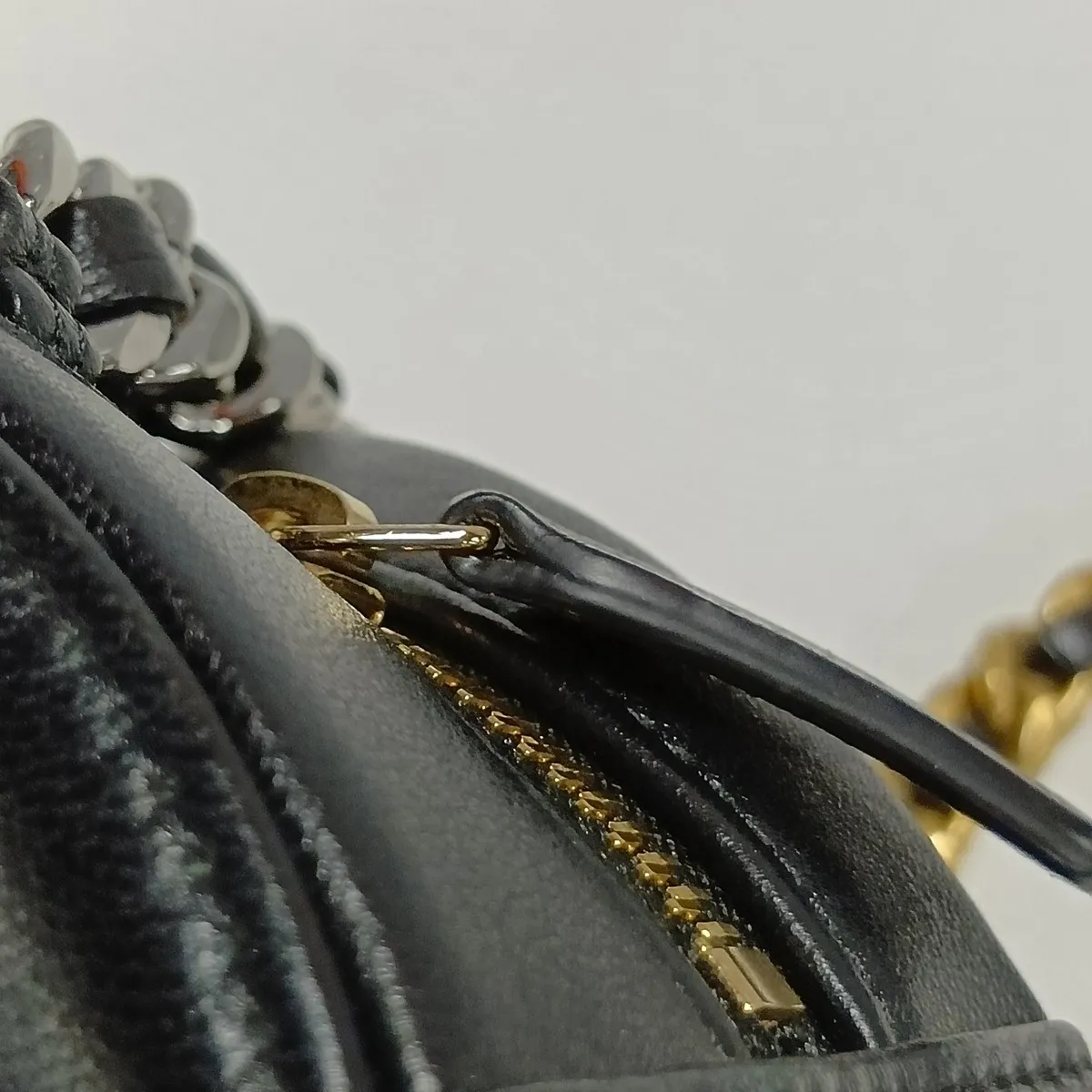Matelassé Lambskin Chain Shoulder Bag, Round, Black with Gold and Silver Hardware, 31112646, Serial Number 31 — view 12